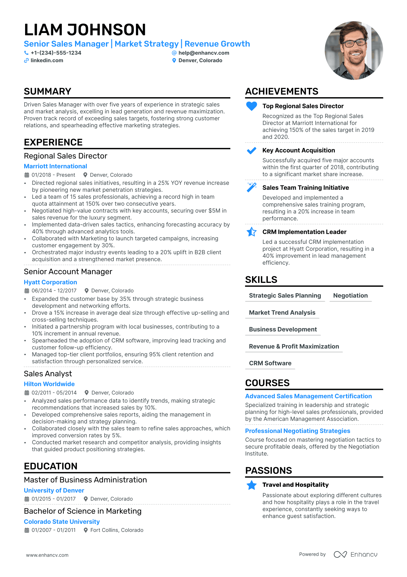 Corporate Sales Manager Resume Example