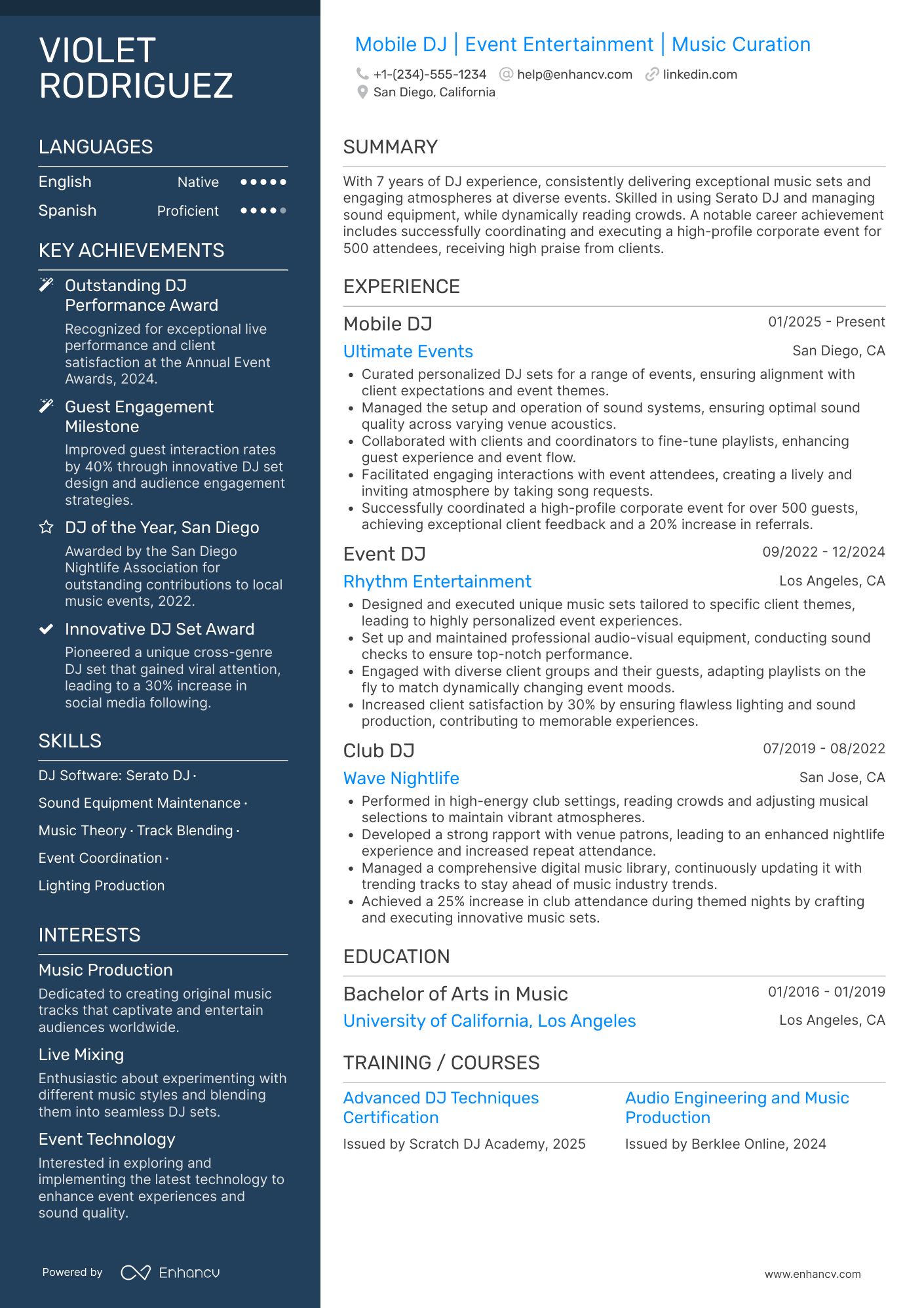 Mobile DJ Resume Example