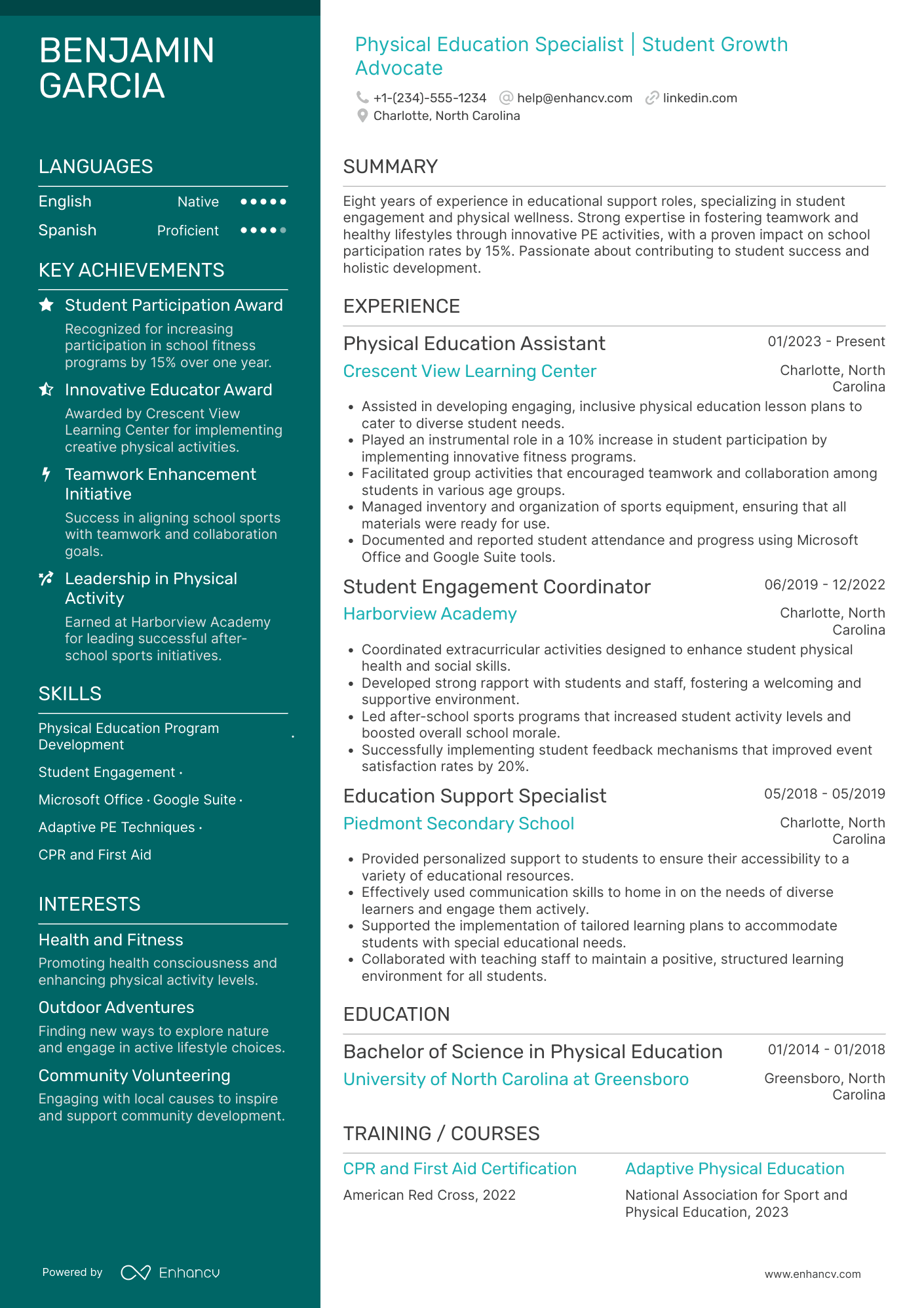 Physical Education Paraprofessional Resume Example