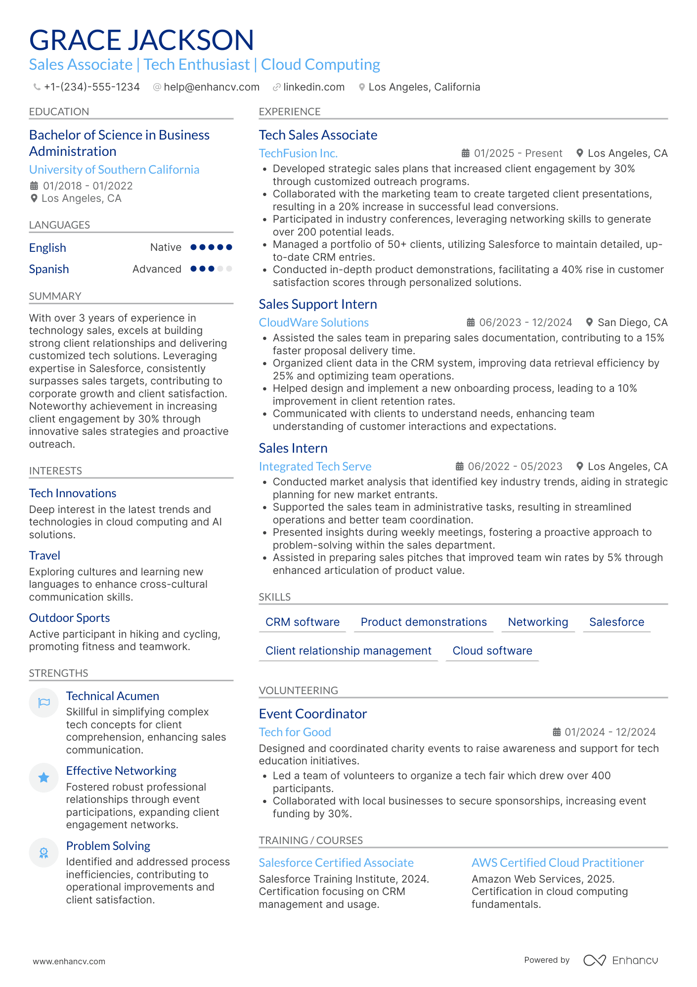 Tech Sales Associate Resume Example