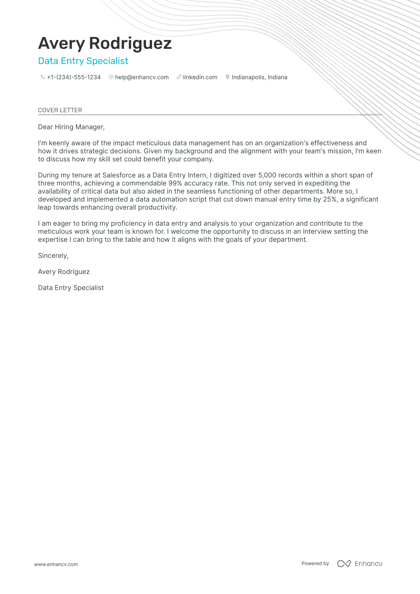 Freelance Data Entry Resume Example