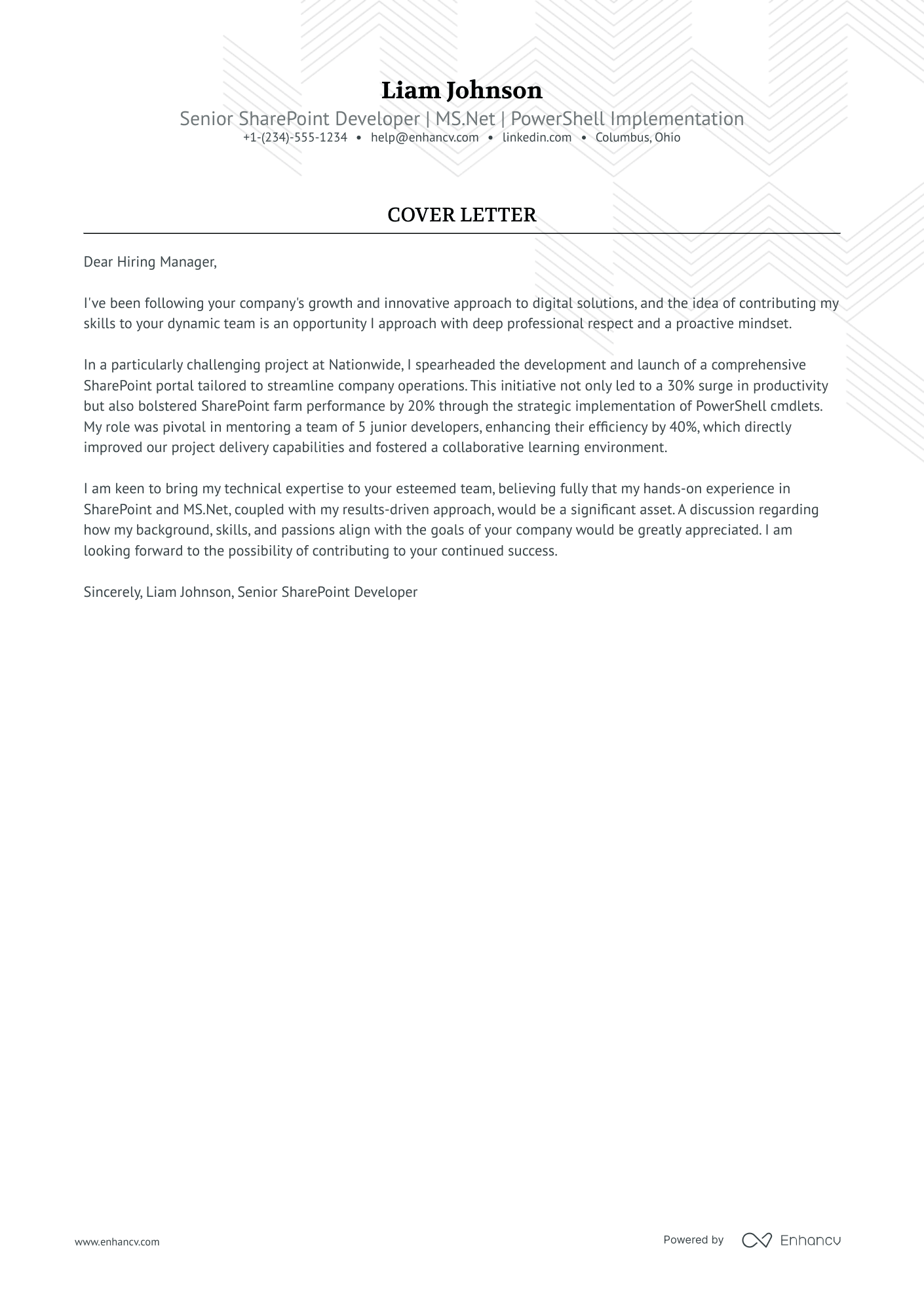 Senior Sharepoint Developer Resume Example