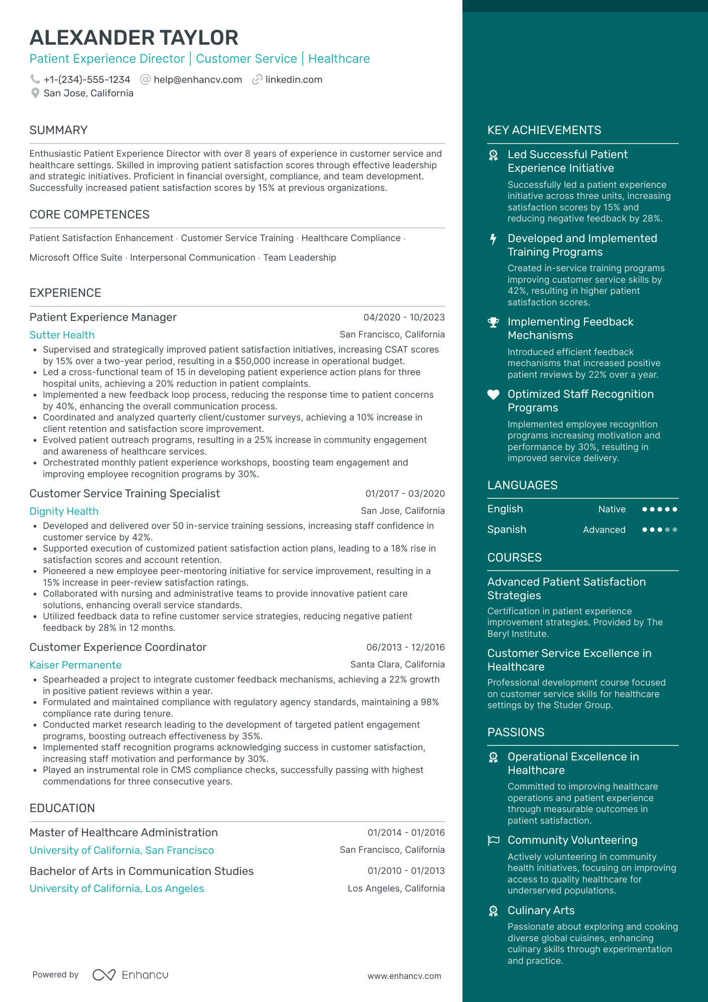Chief Patient Experience Officer Resume Example