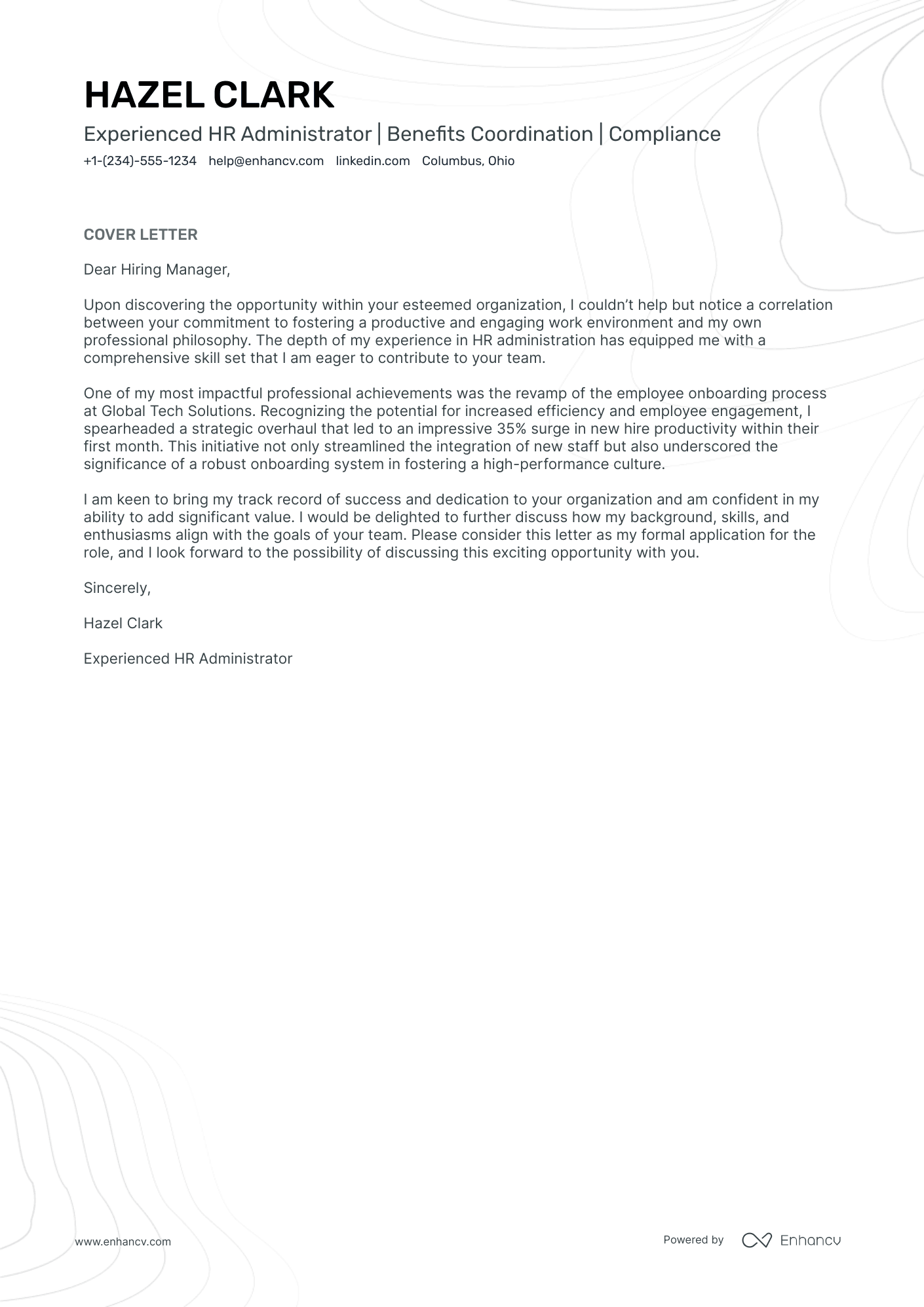 HR Administrative Assistant Resume Example