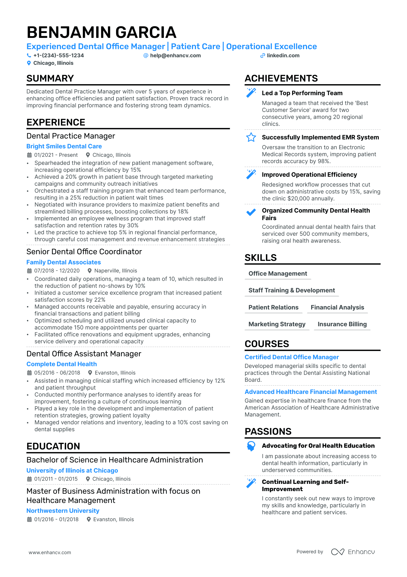 Dental Office Manager Resume Example