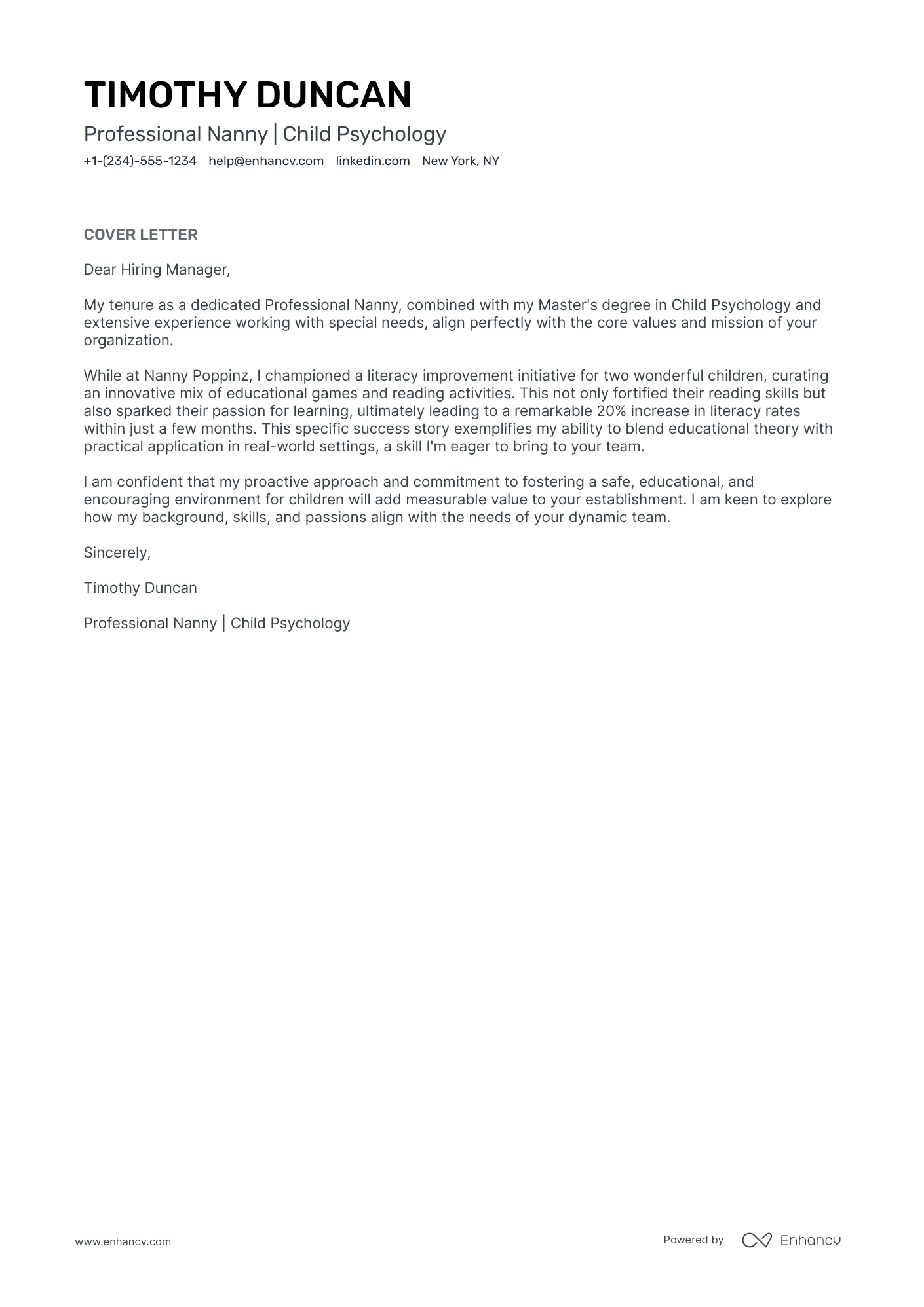 Professional Nanny Resume Example