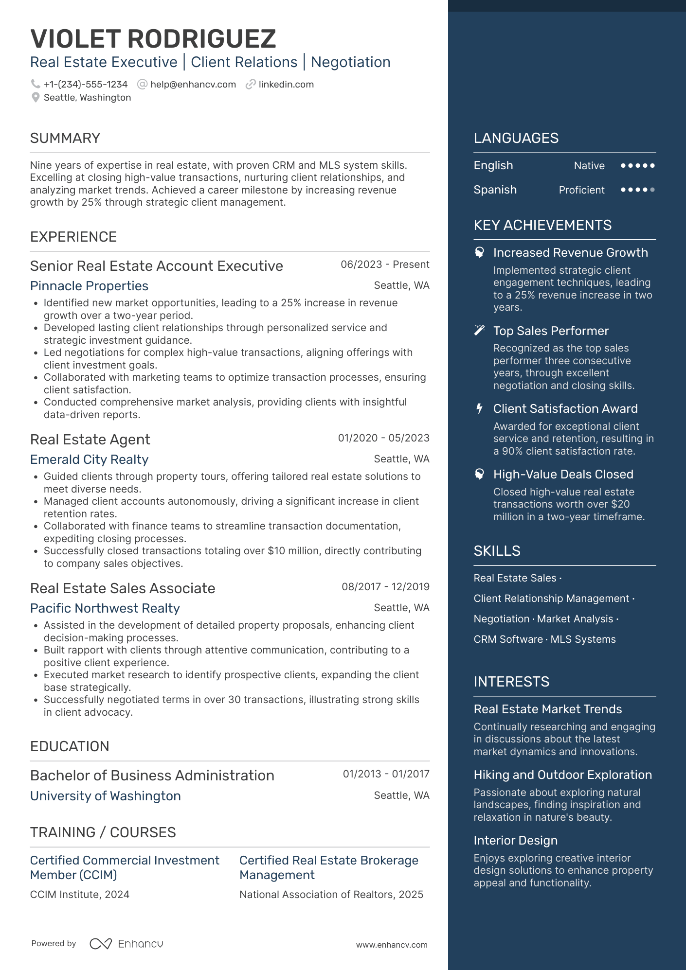 Real Estate Account Executive Resume Example