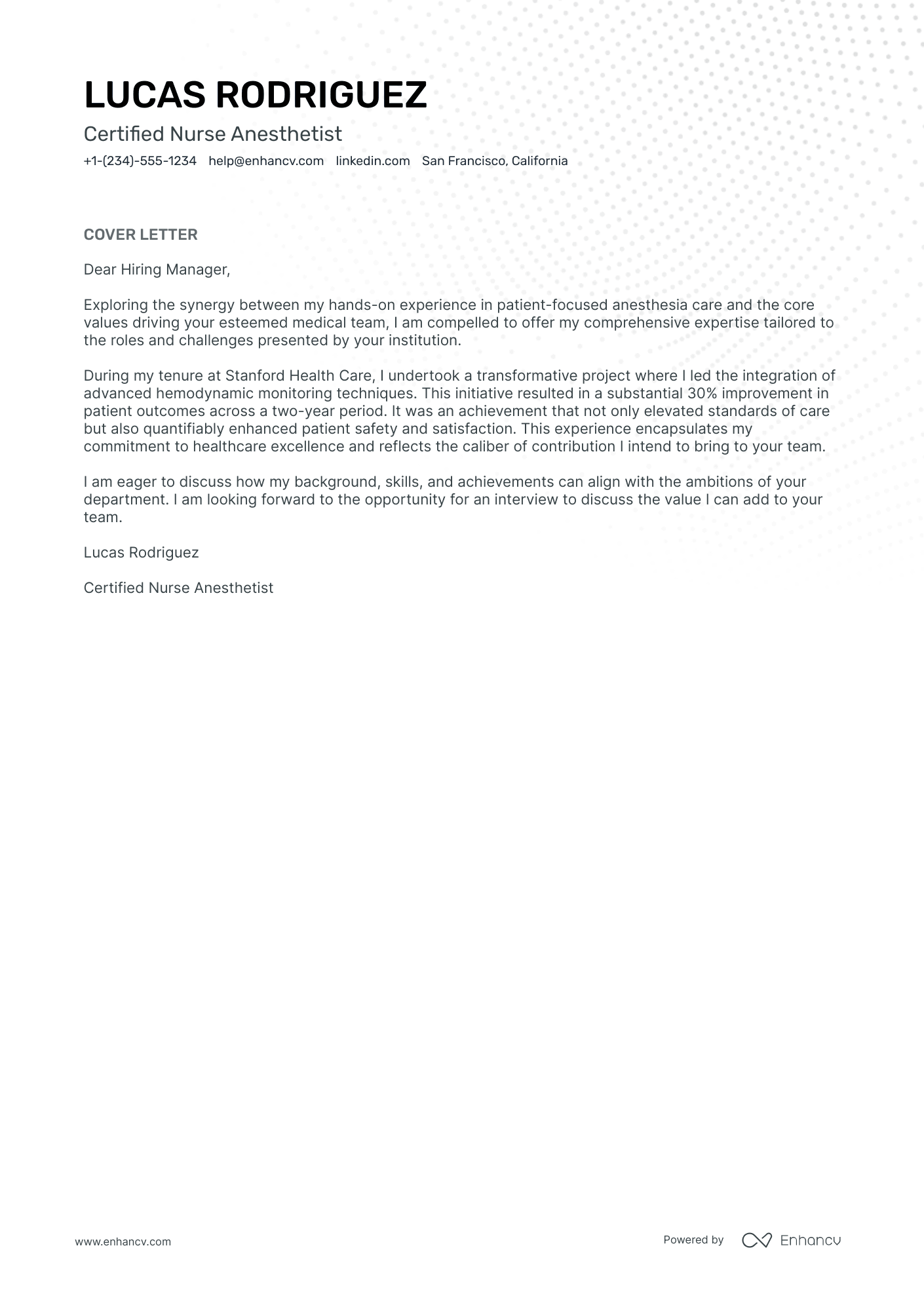 Nurse Anesthetist Resume Example