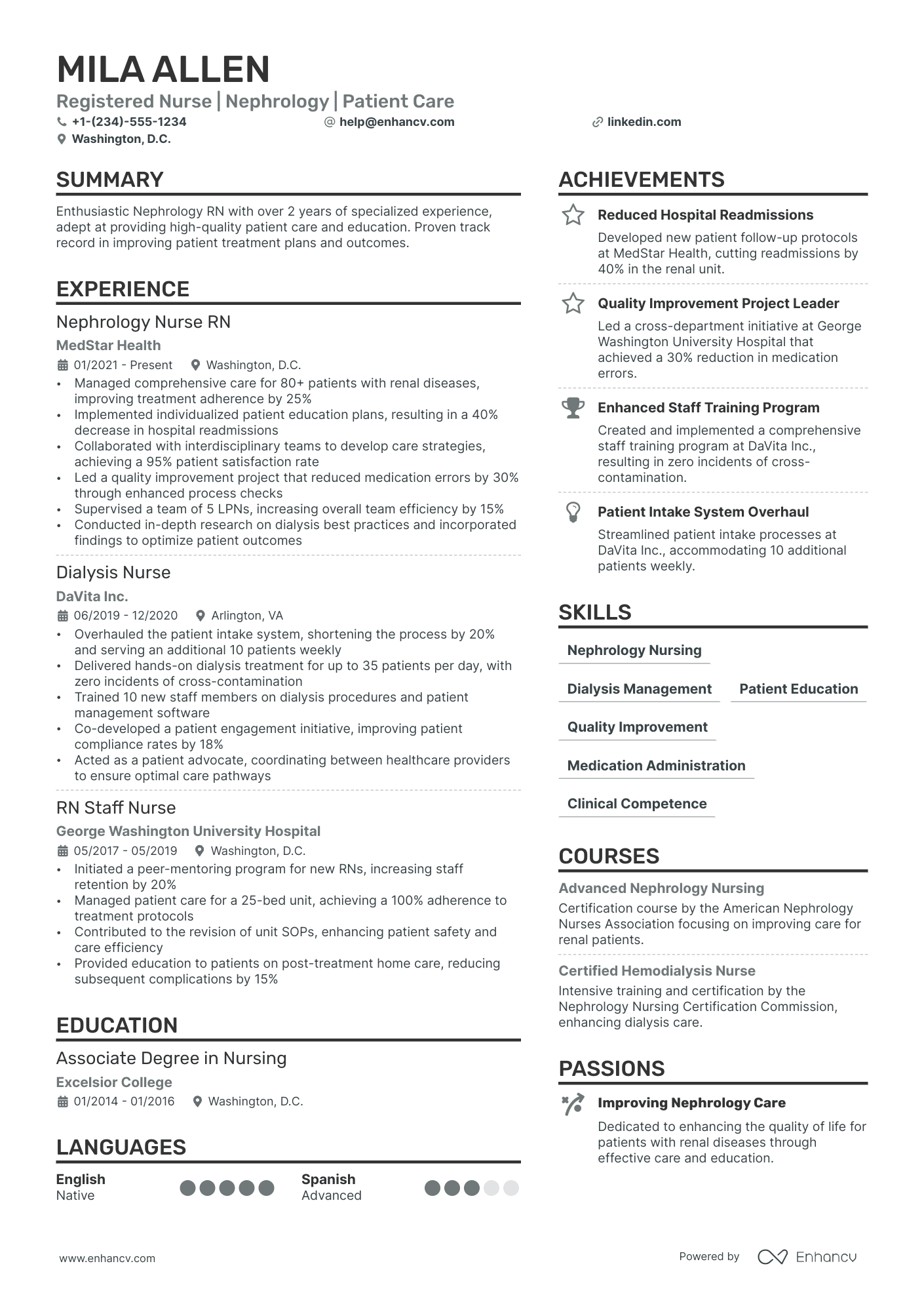 Hemodialysis Nurse Resume Example