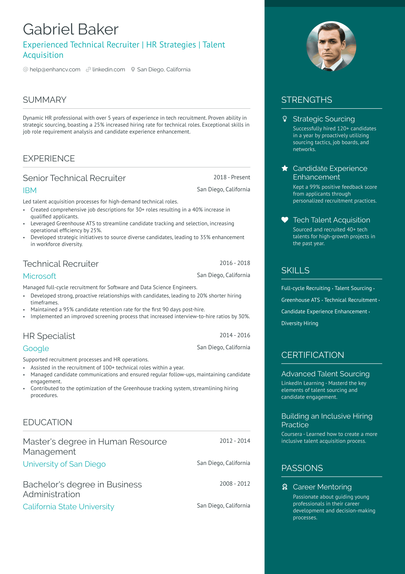 Technical Recruiter Resume Example