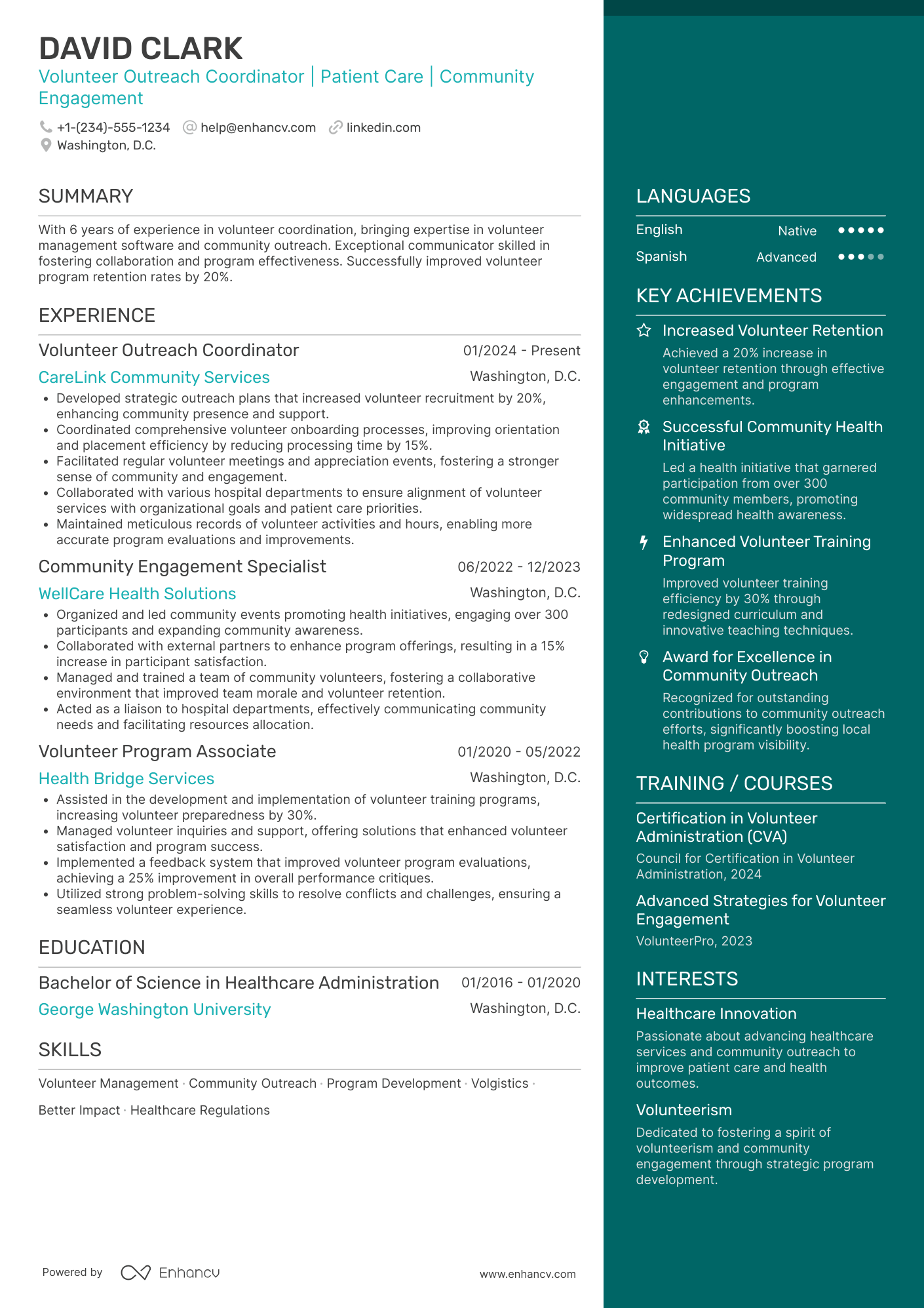 Hospital Volunteer Outreach Coordinator Resume Example