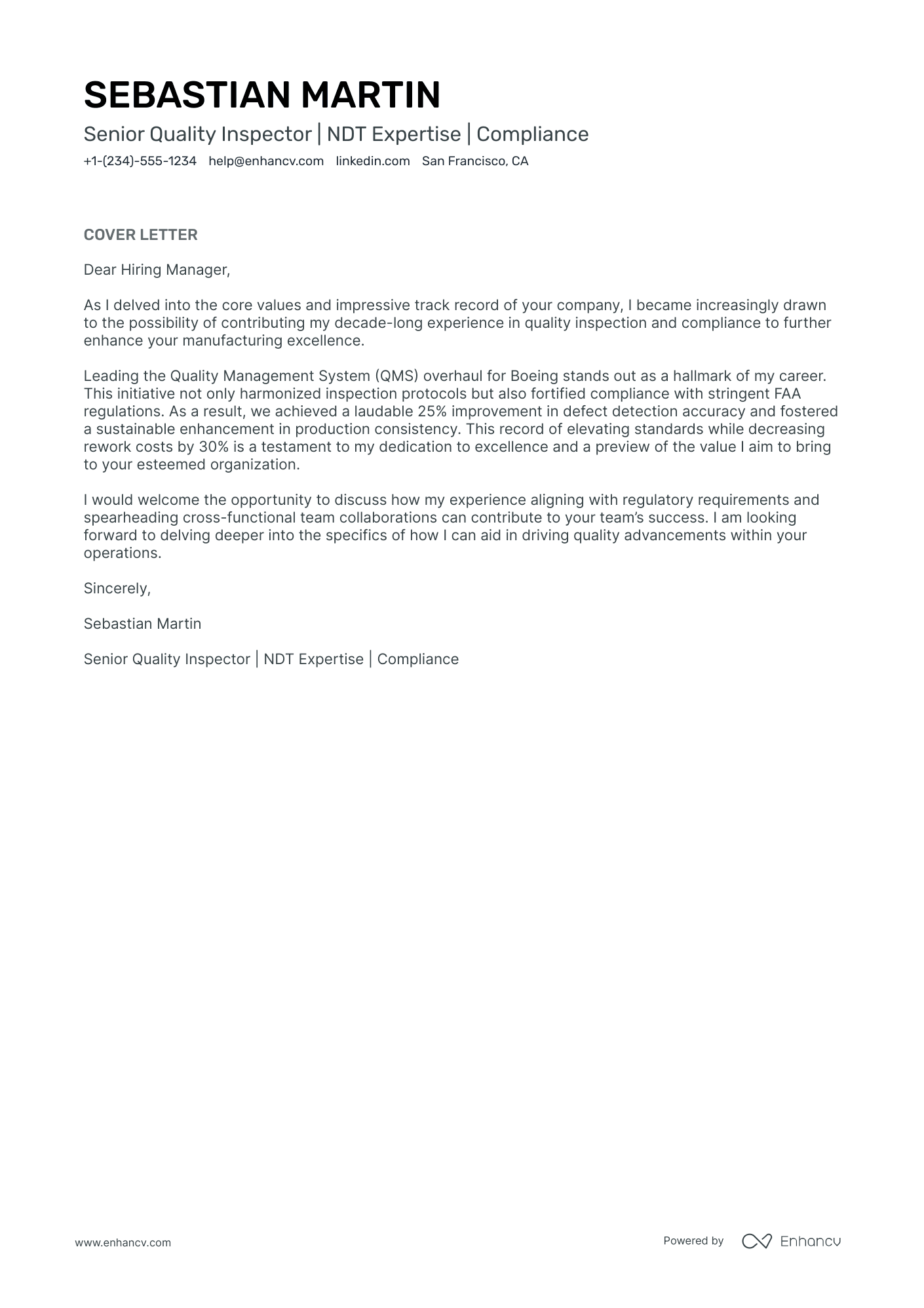 Quality Inspector Resume Example