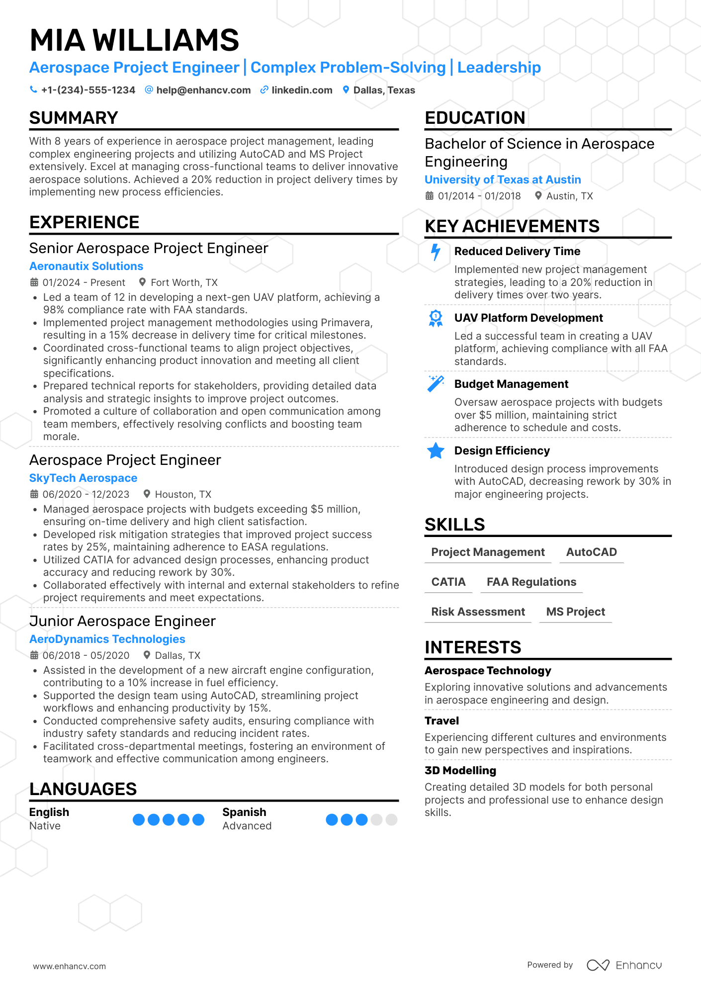 Aerospace Project Engineer Resume Example