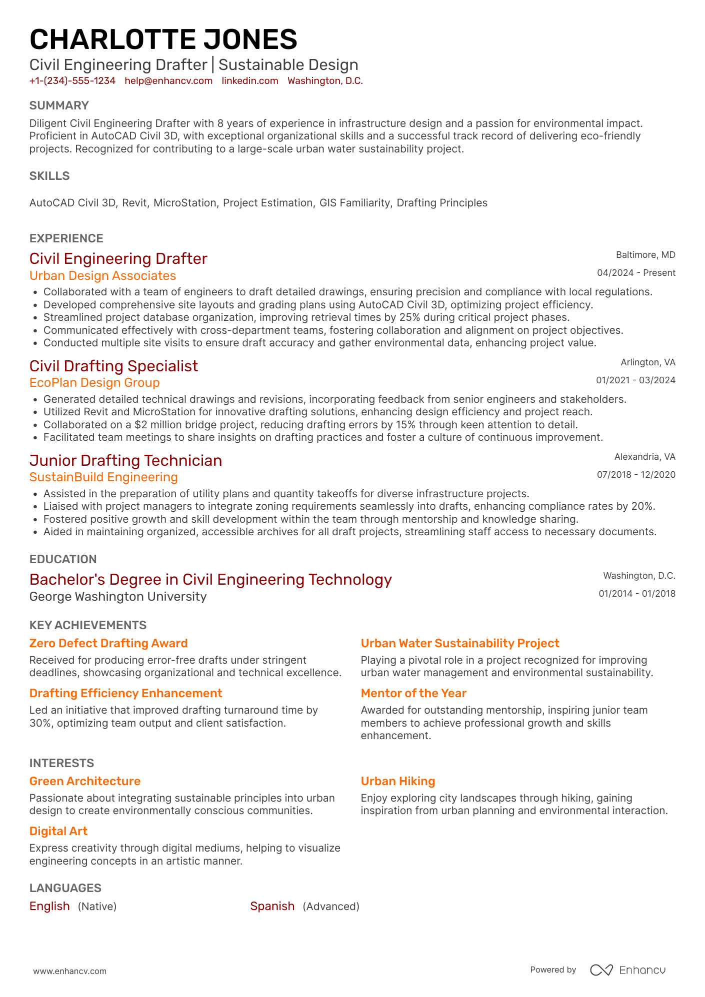 Civil Engineering Drafter Resume Example