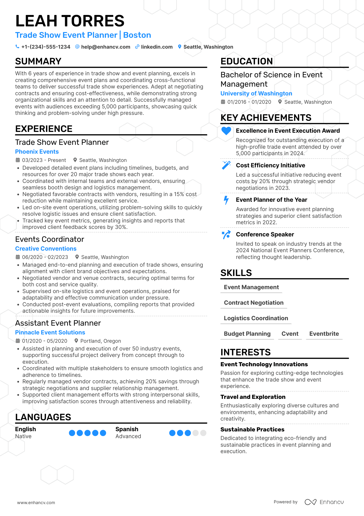 Trade Show Event Planner Resume Example
