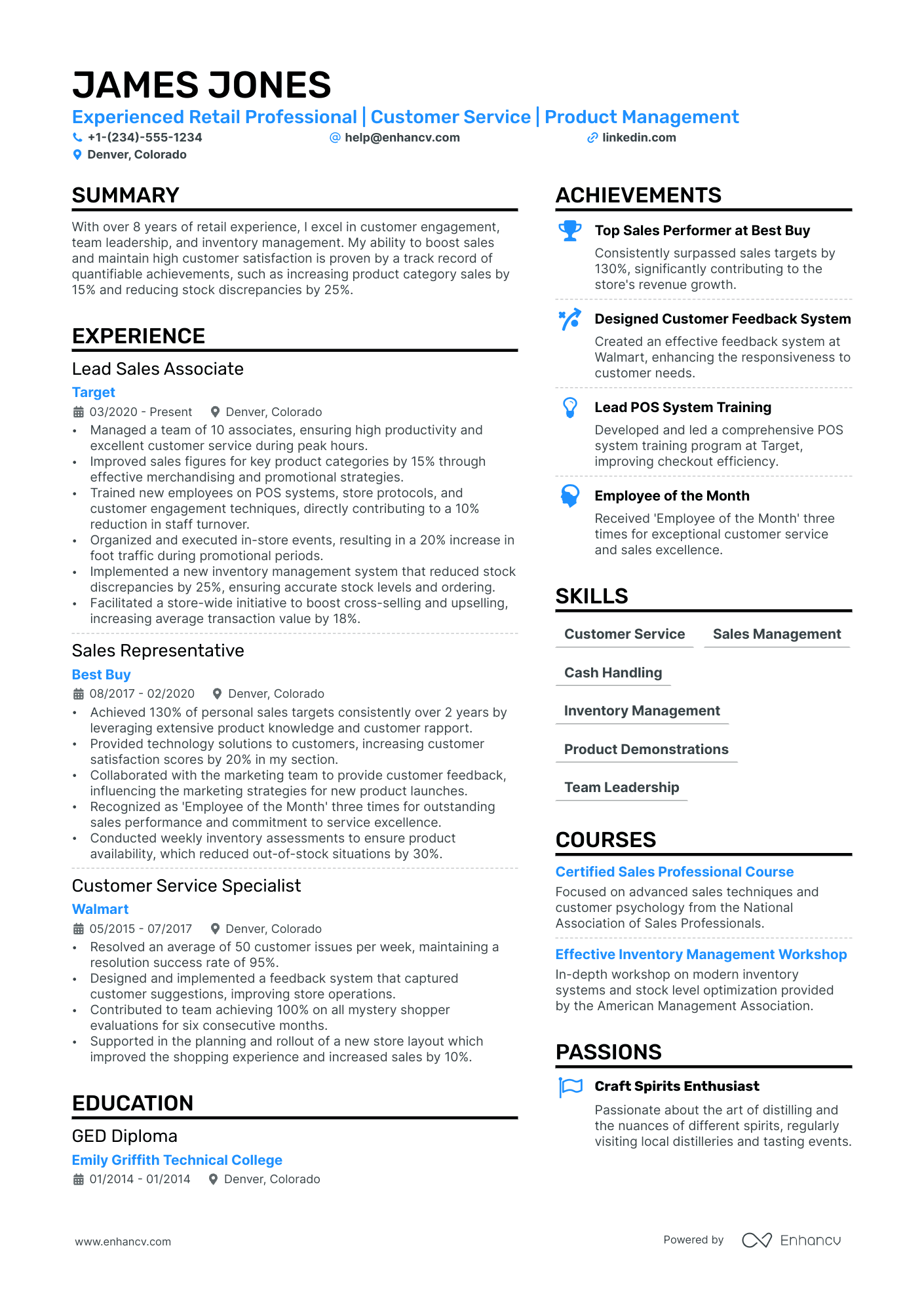 Sales Clerk Resume Example