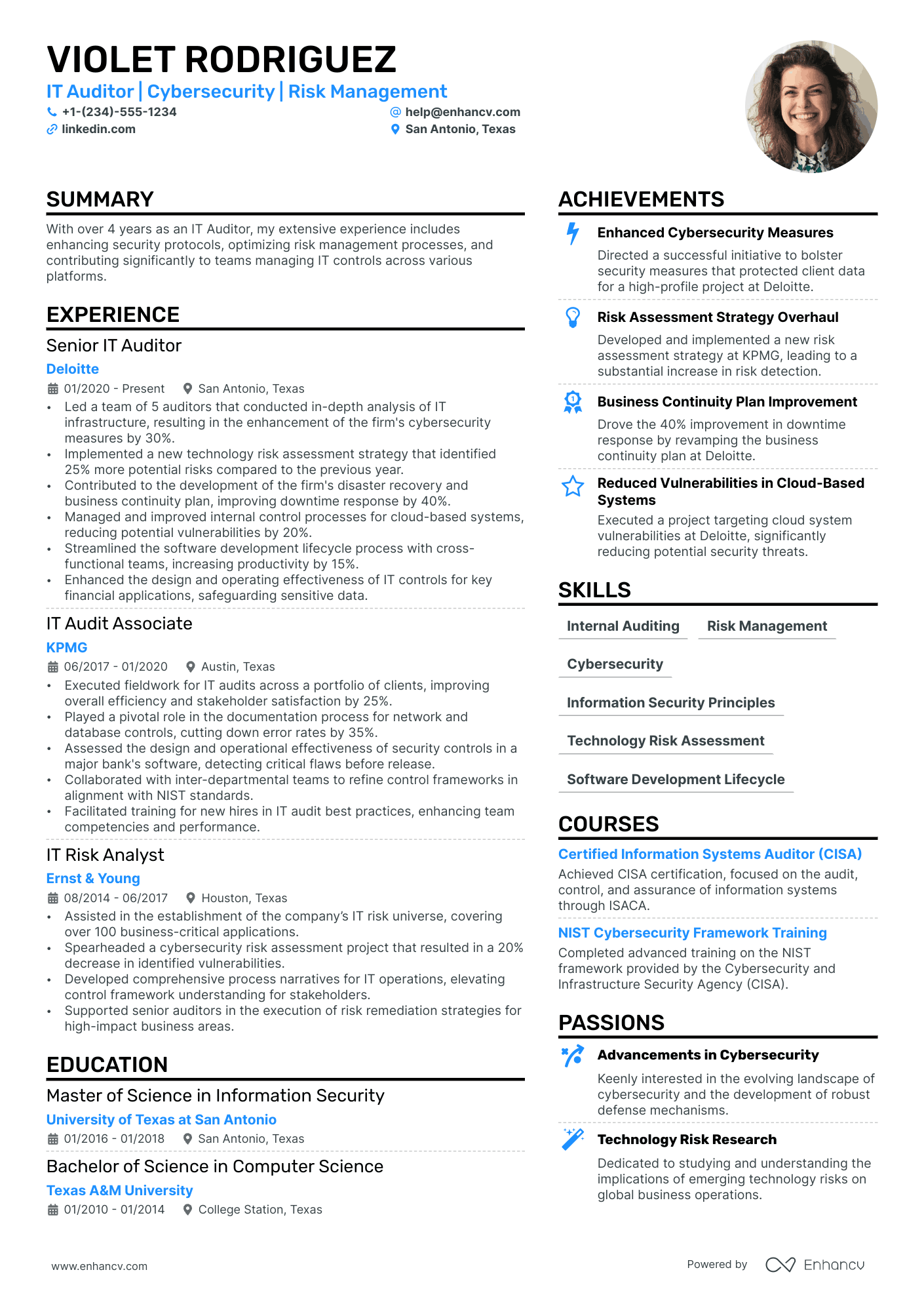 IT Auditor Resume Example