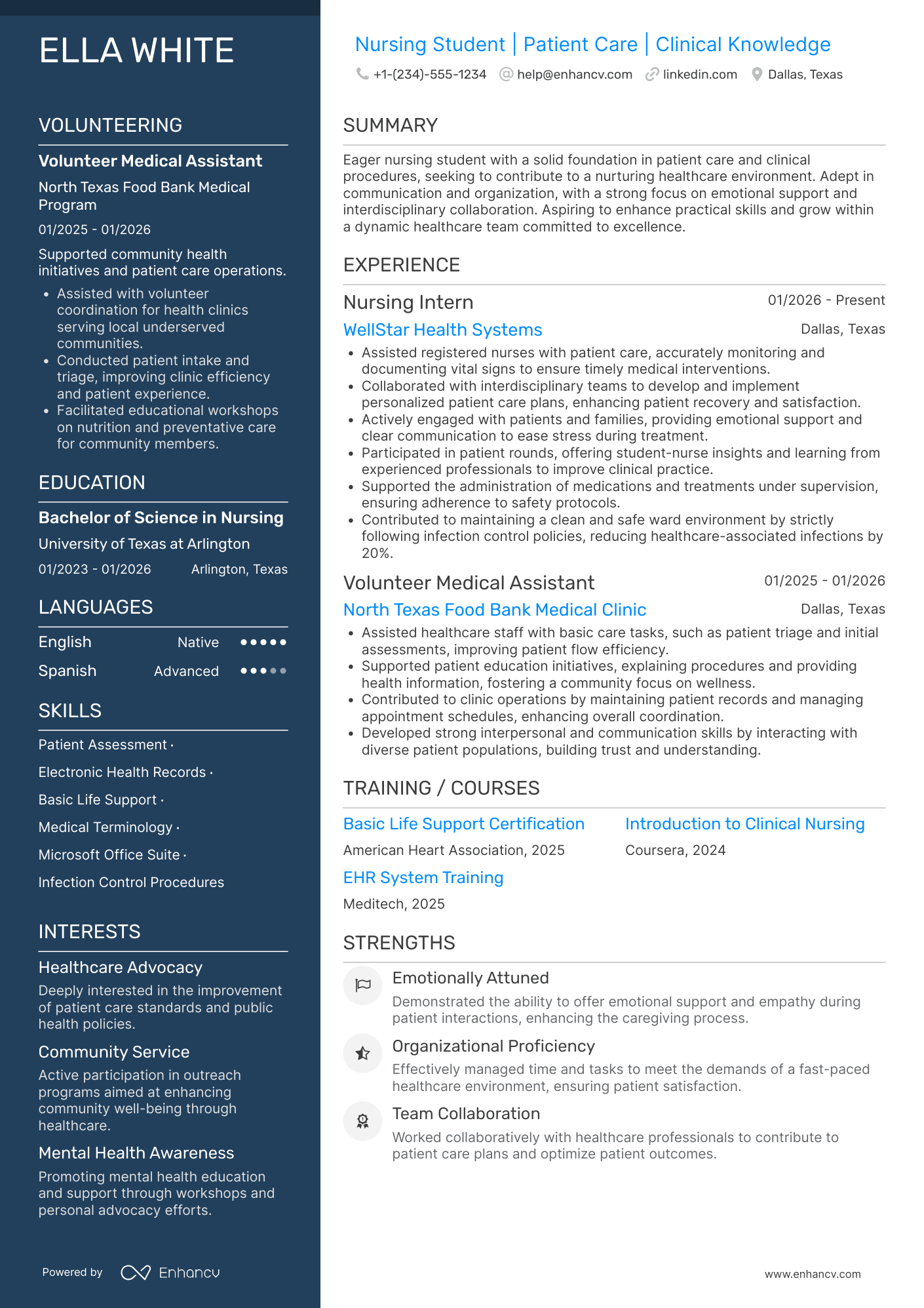 Nursing Student Full Time Position Resume Example