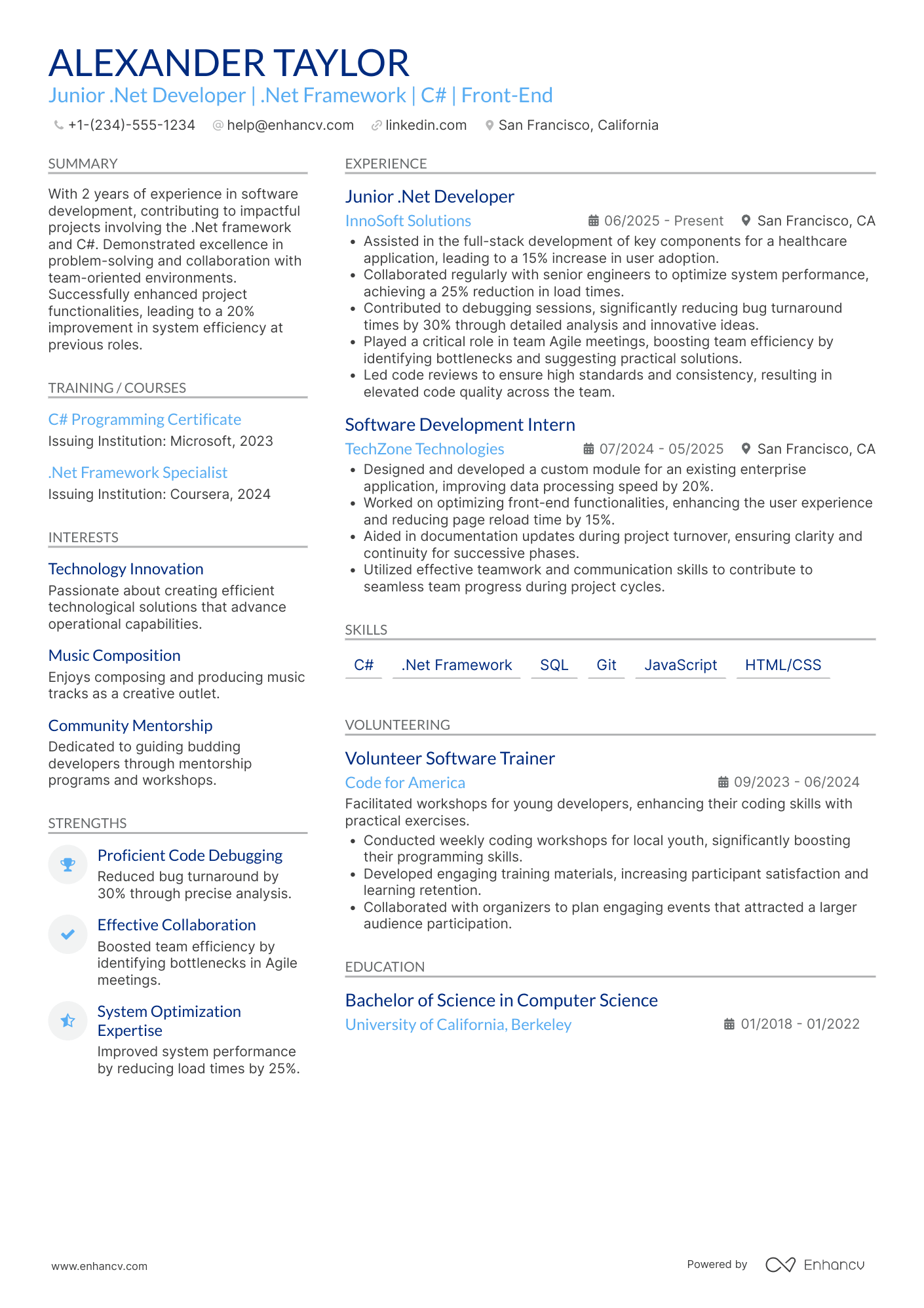 Junior .Net Developer Resume Resume Example