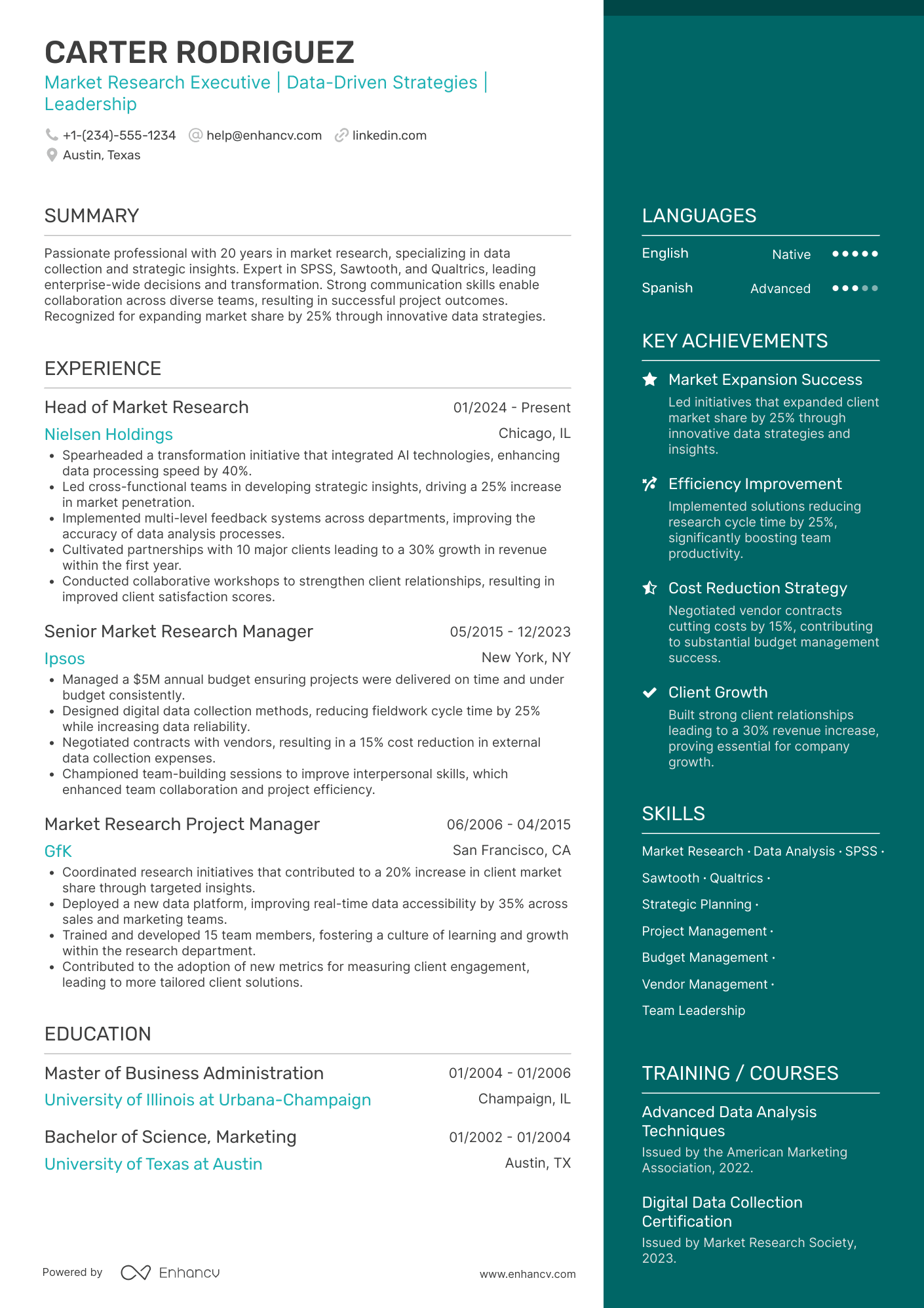 Market Research Field Director Resume Example