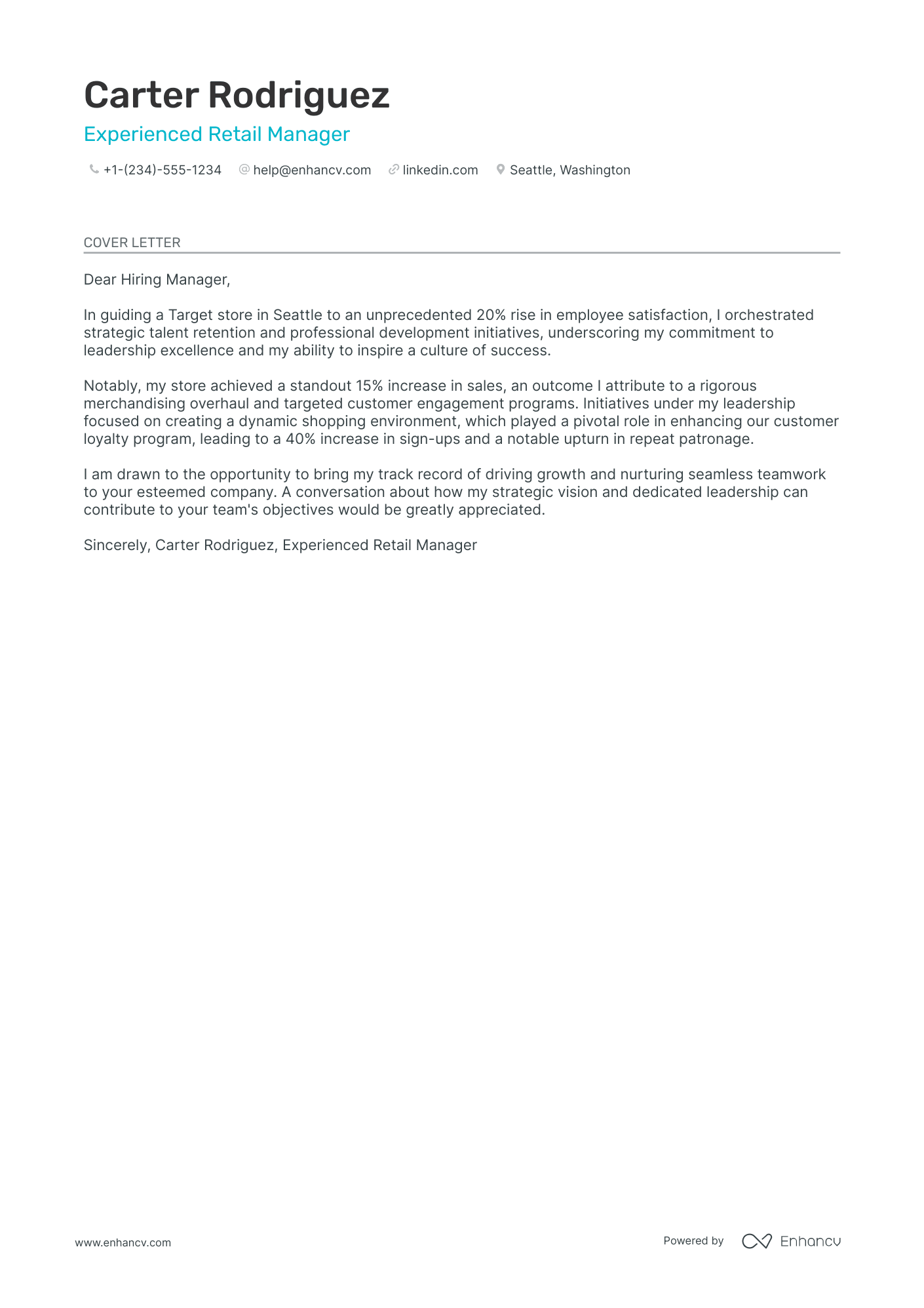 Assistant Store Manager Resume Example
