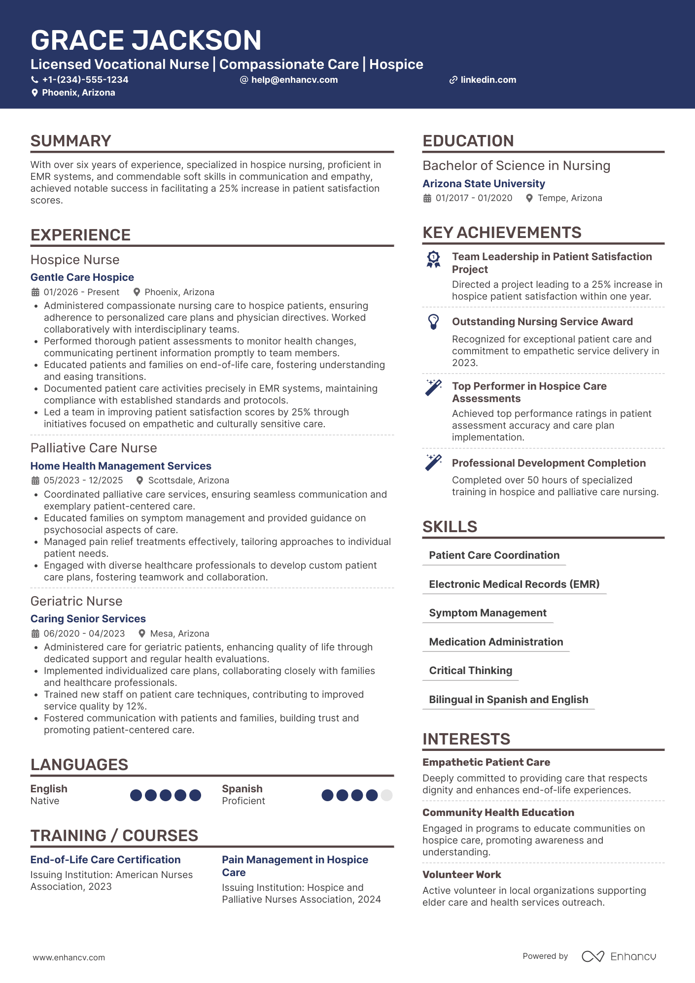 LVN Hospice Nurse Resume Example