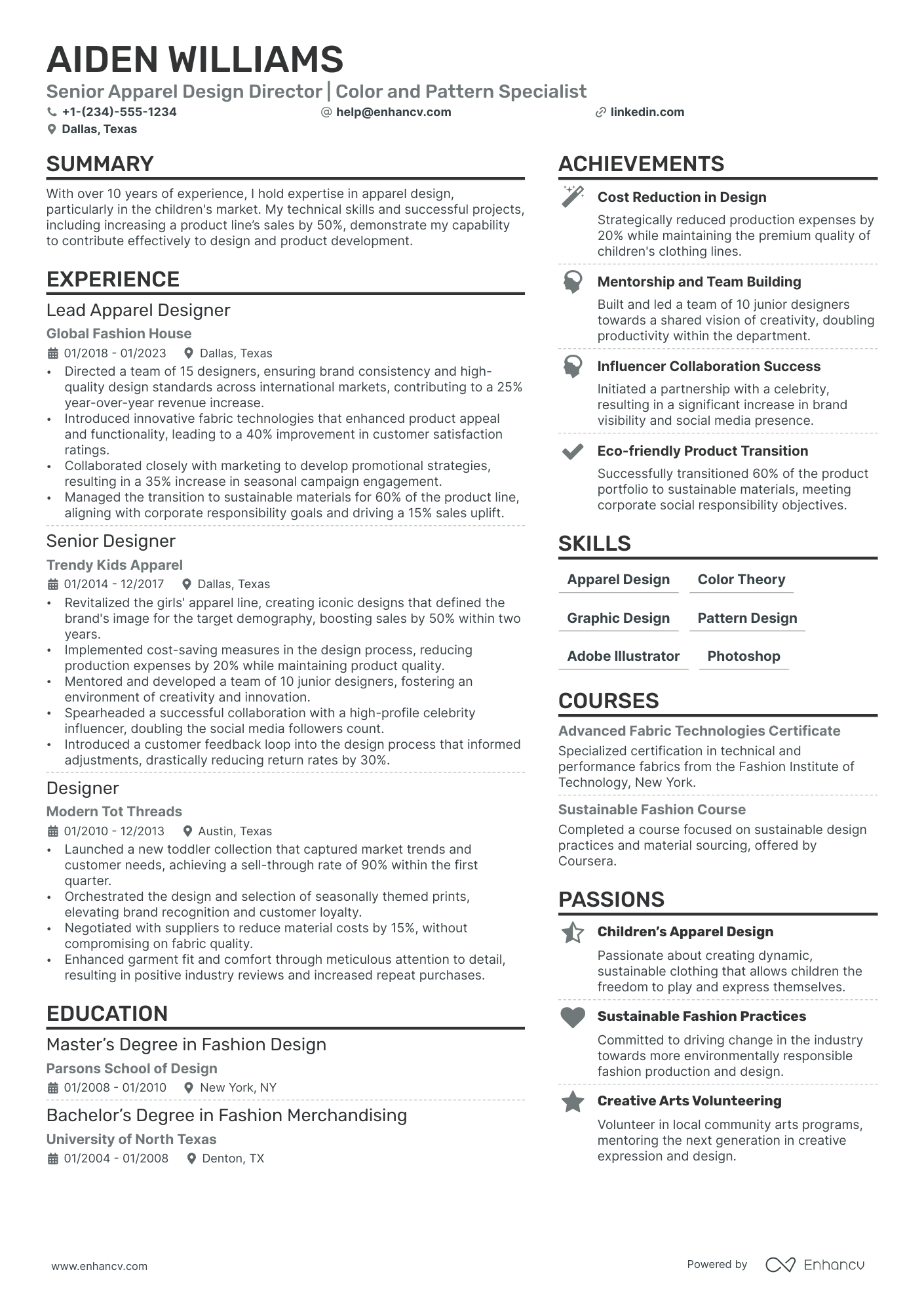 Design Director Resume Example