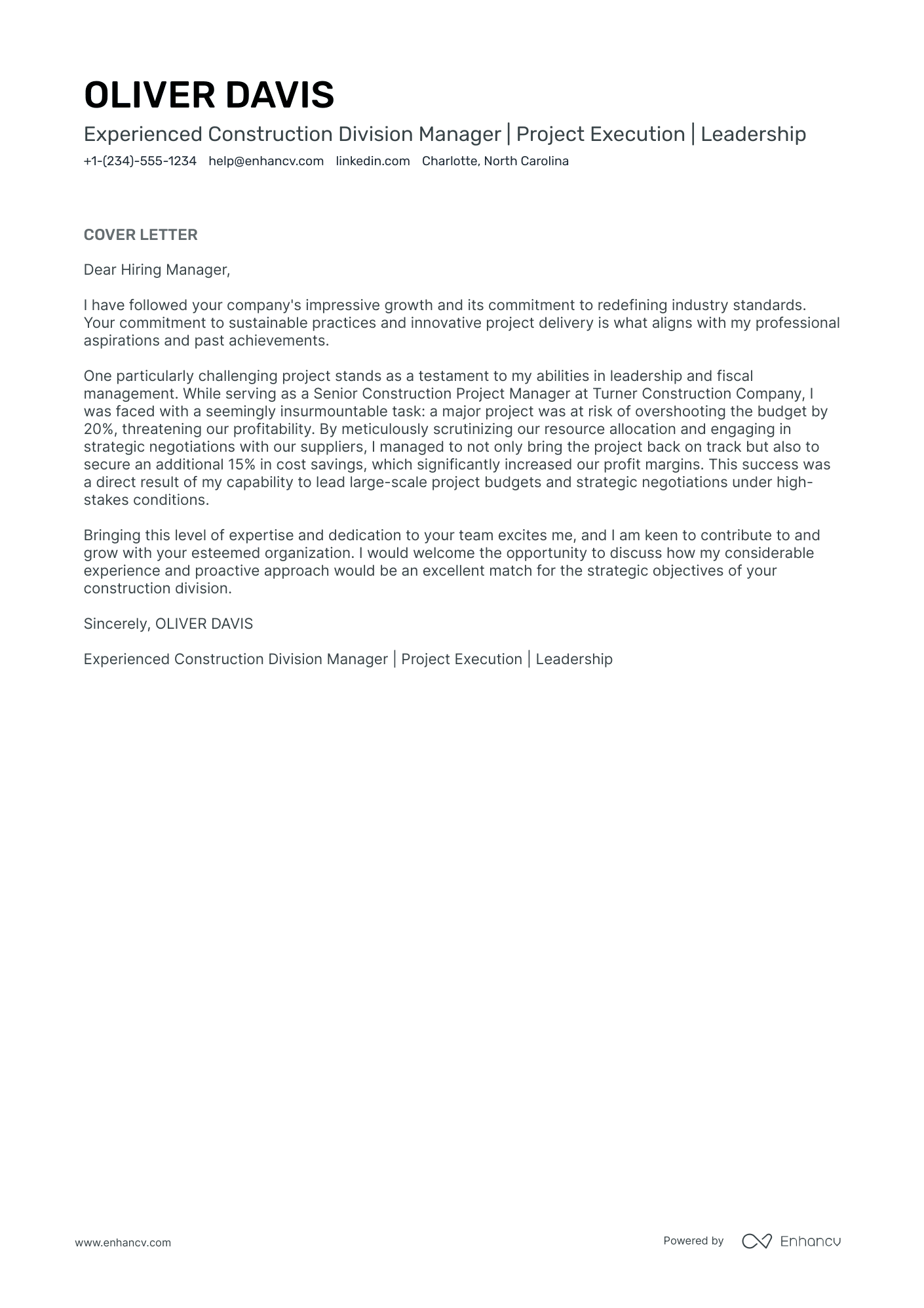 Division Manager Resume Example