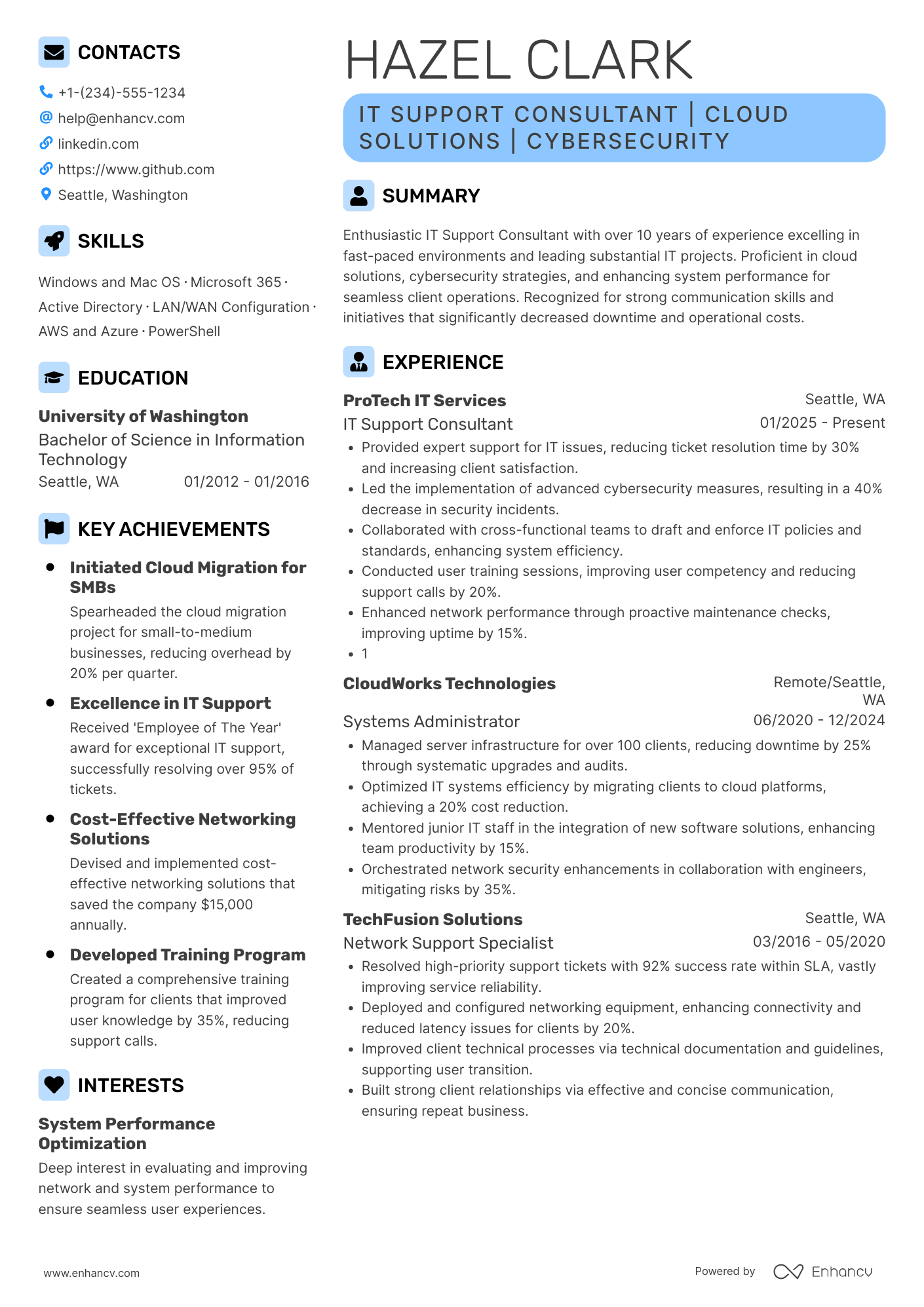 IT Support Consultant Resume Example