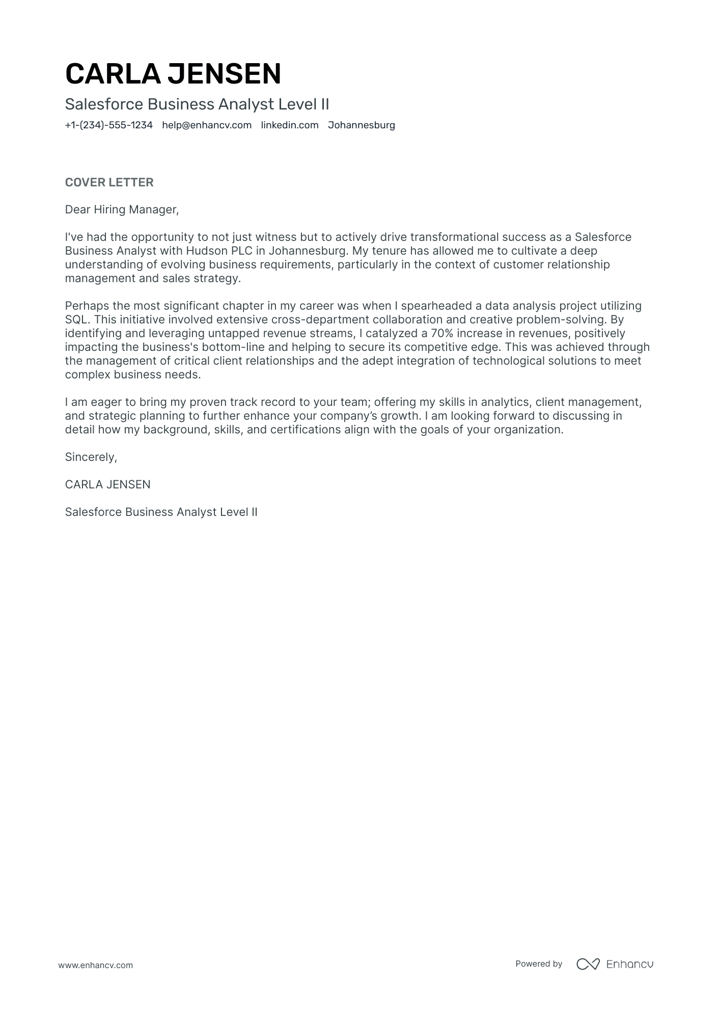 Salesforce Business Analyst Resume Example