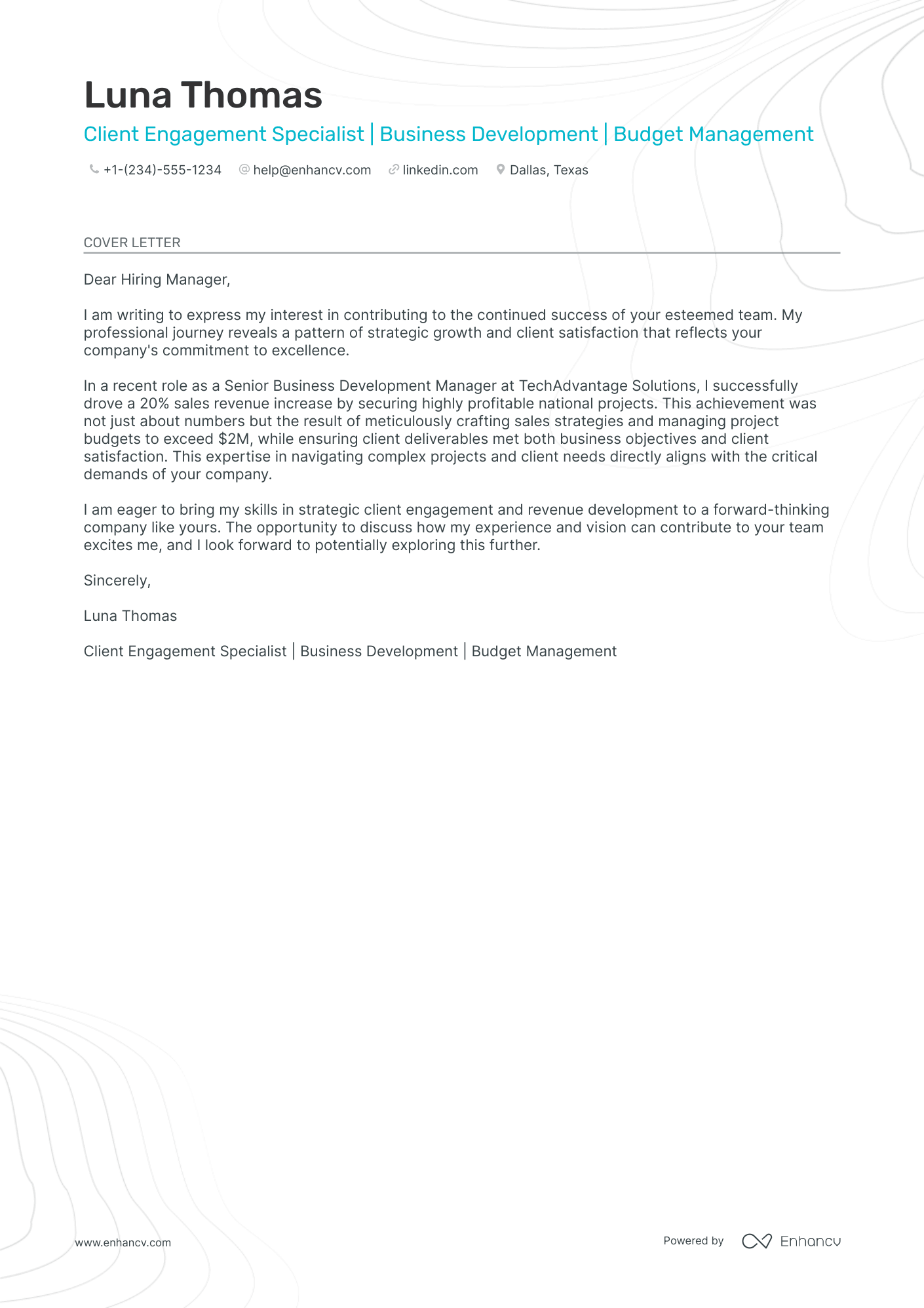Client Engagement Manager Resume Example