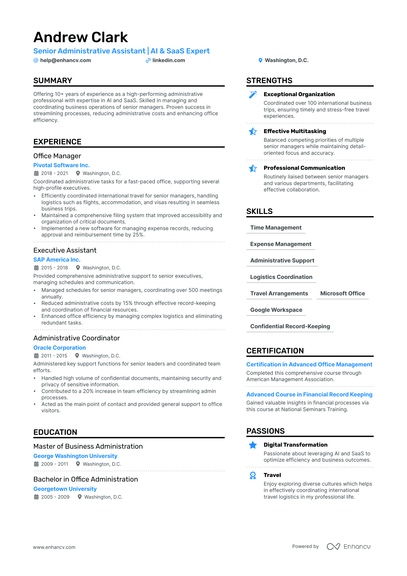 Executive Administrative Assistant Resume Example