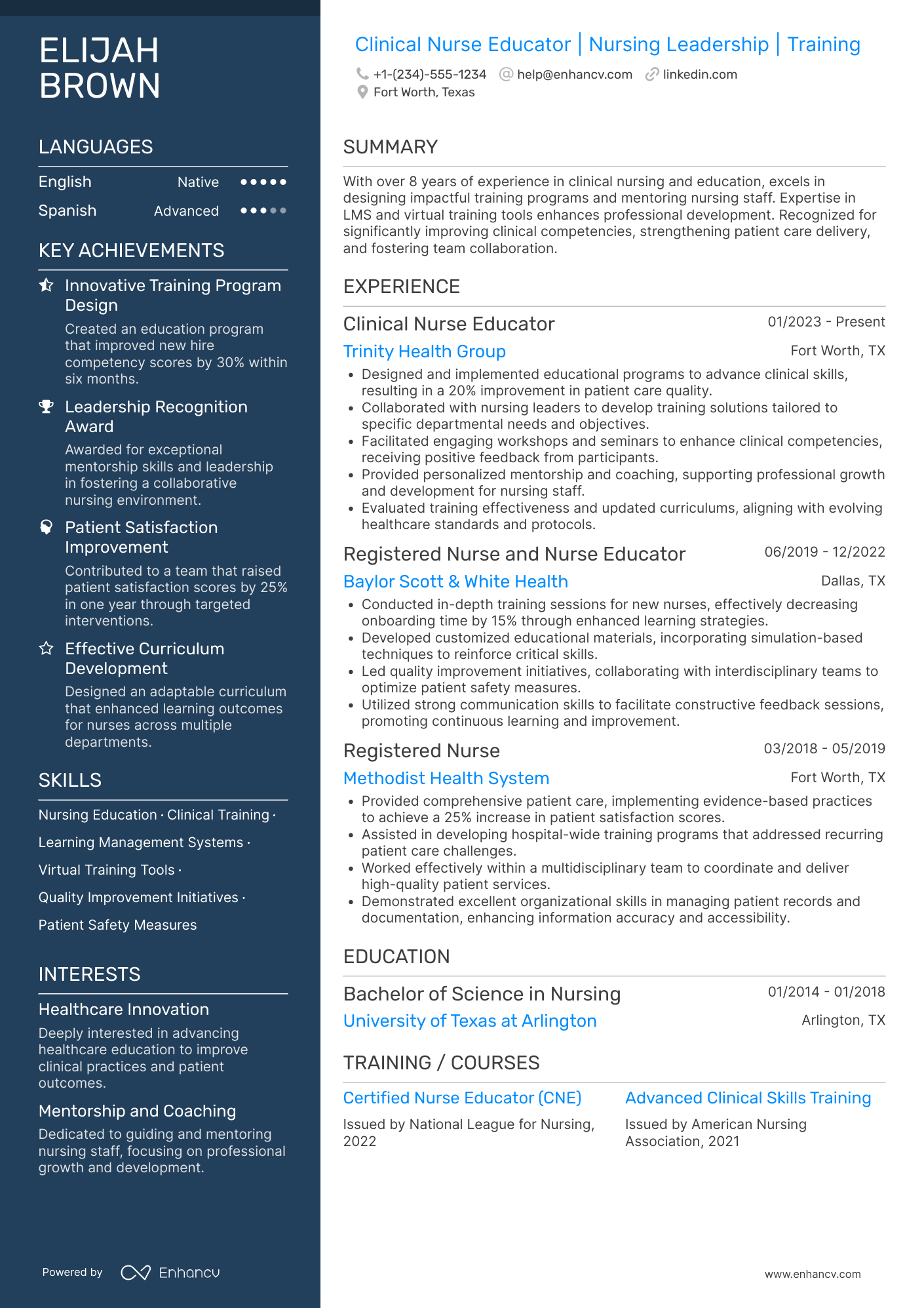 Clinical Nurse Educator Resume Example