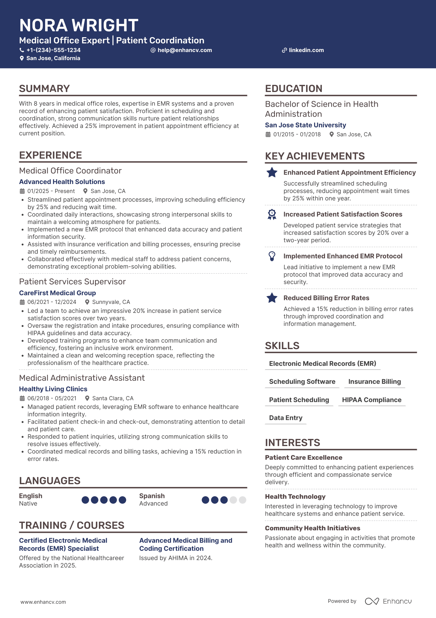 Medical Receptionist Clerk Resume Example