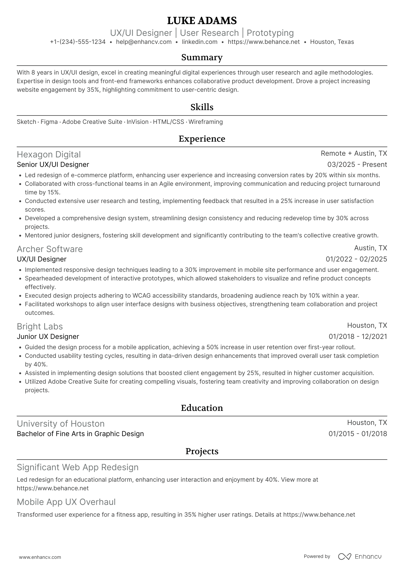 Associate UX UI Designer Resume Example
