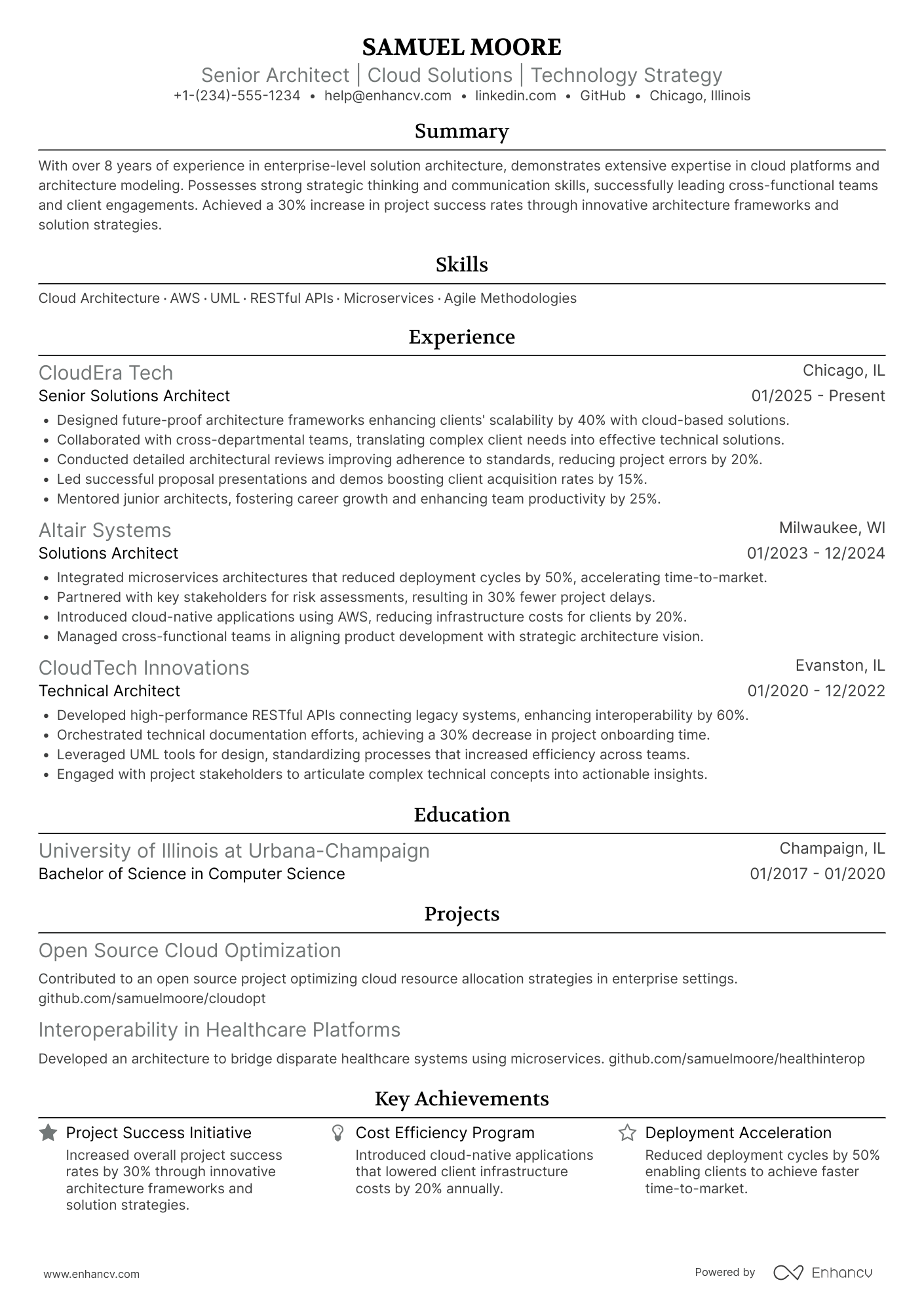 Senior Solutions Architect Resume Example