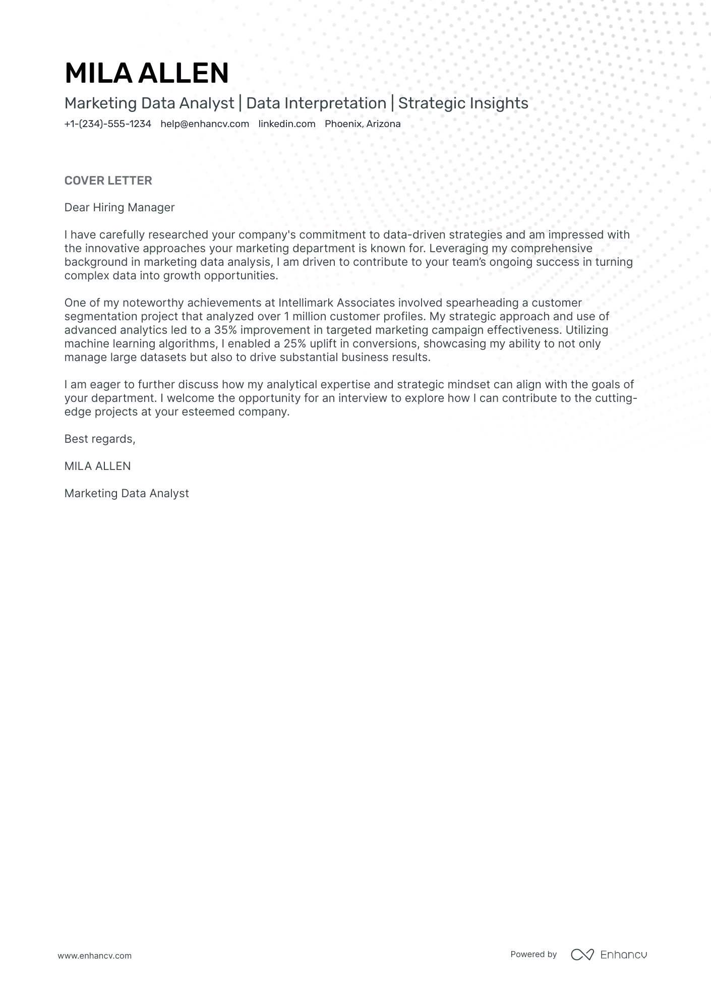 Marketing Data Analyst Resume Example