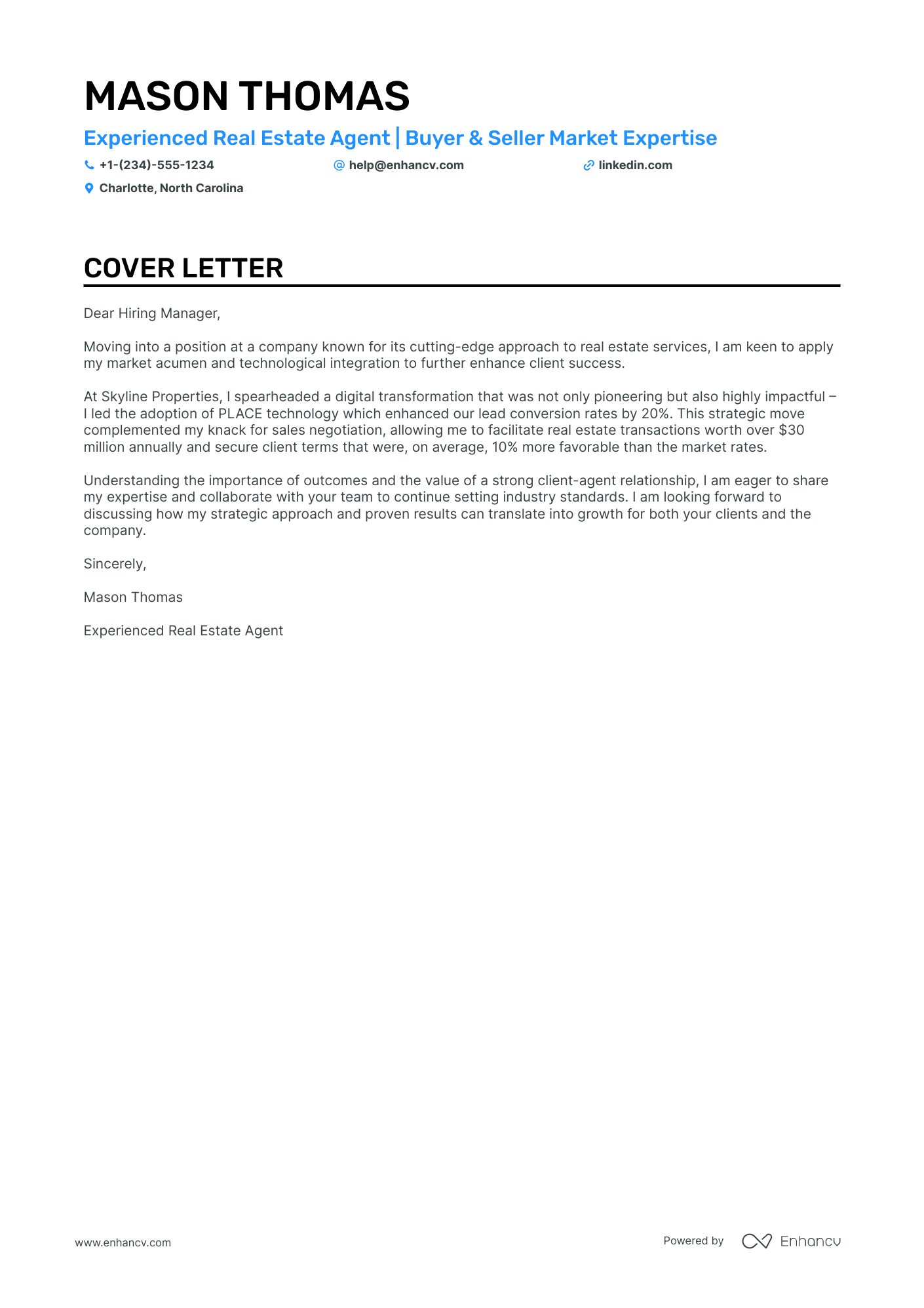 Real Estate Developer Resume Example