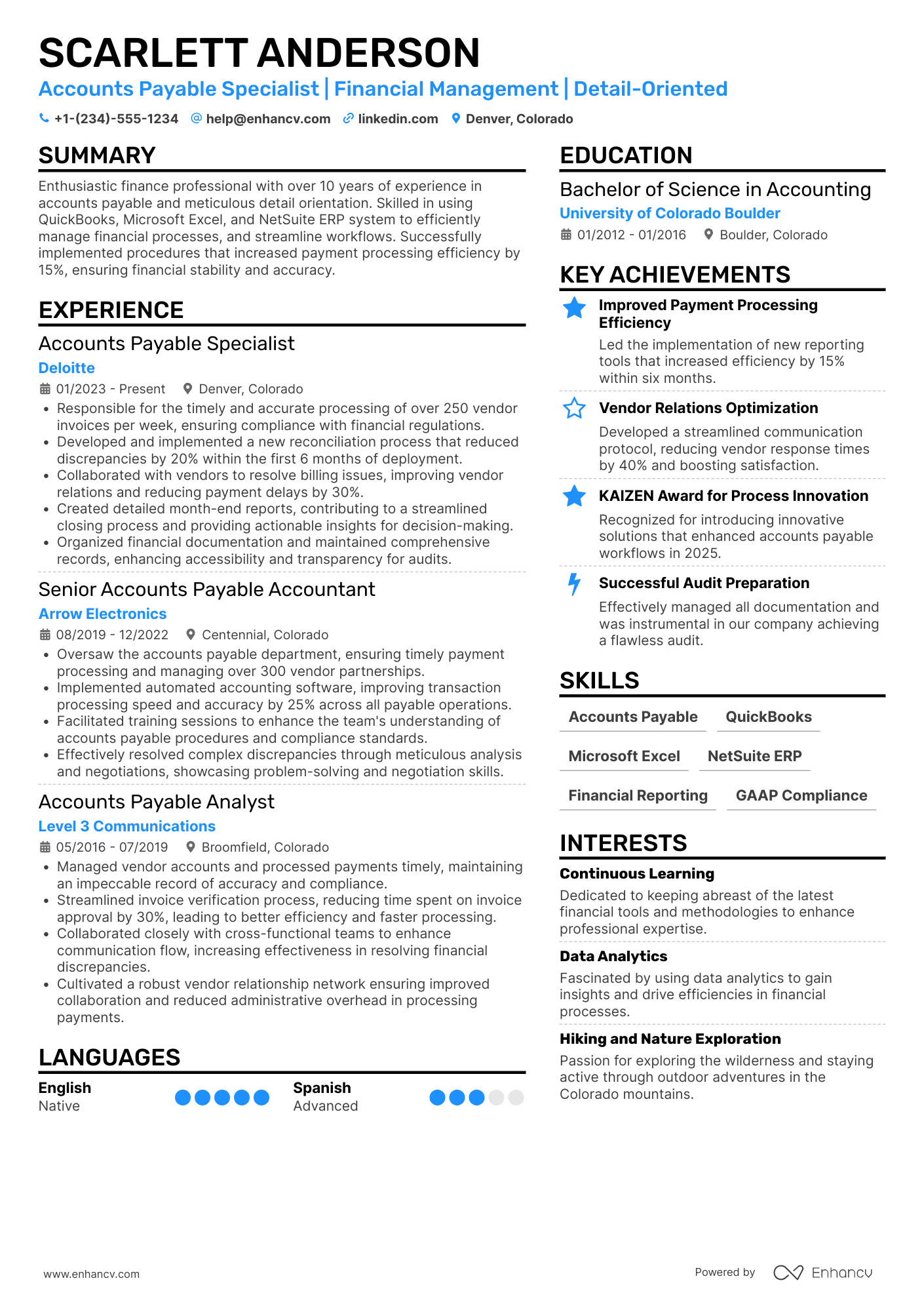 Accounts Payable Administrator Resume Example