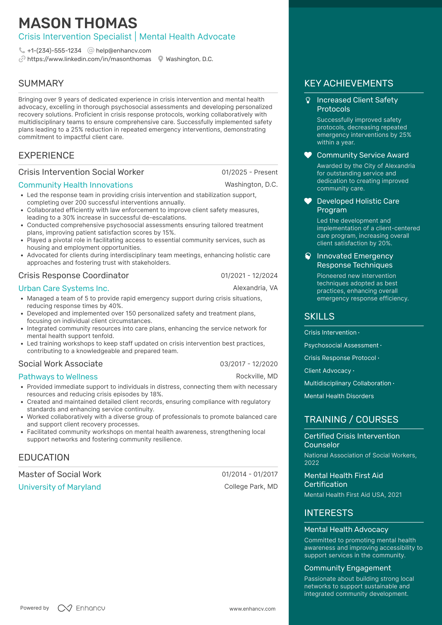 Crisis Intervention Social Worker Resume Example