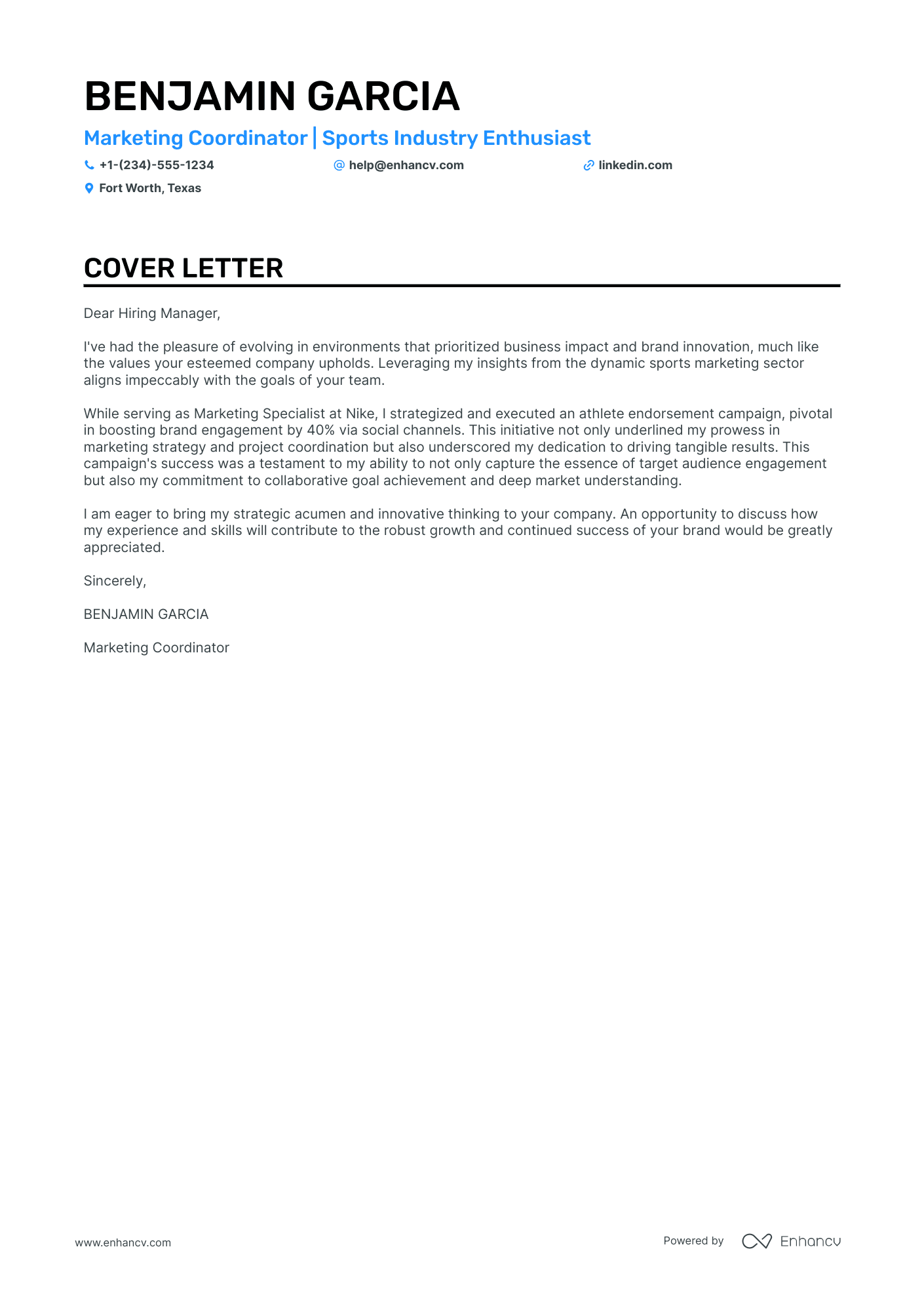 Sports Marketing Resume Example
