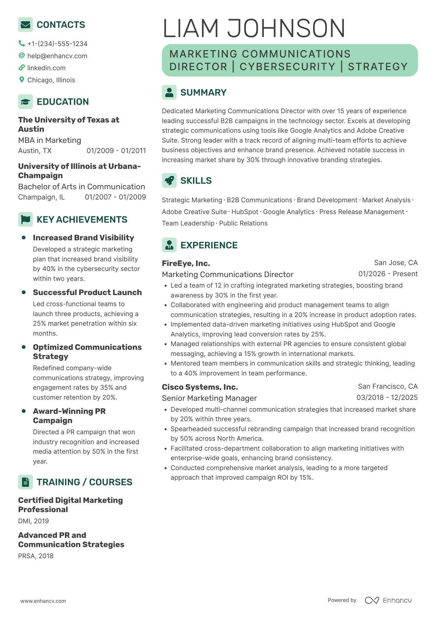 Marketing Communications Director Resume Example