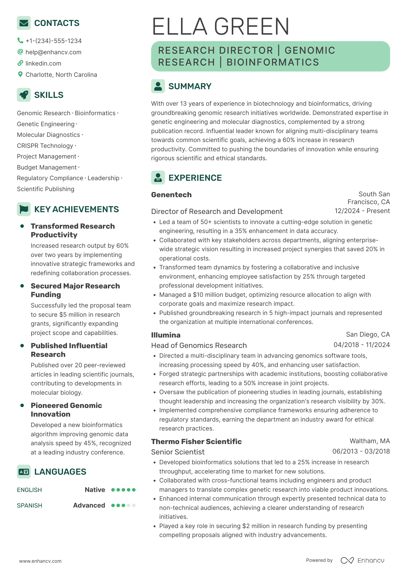Research Director Resume Example