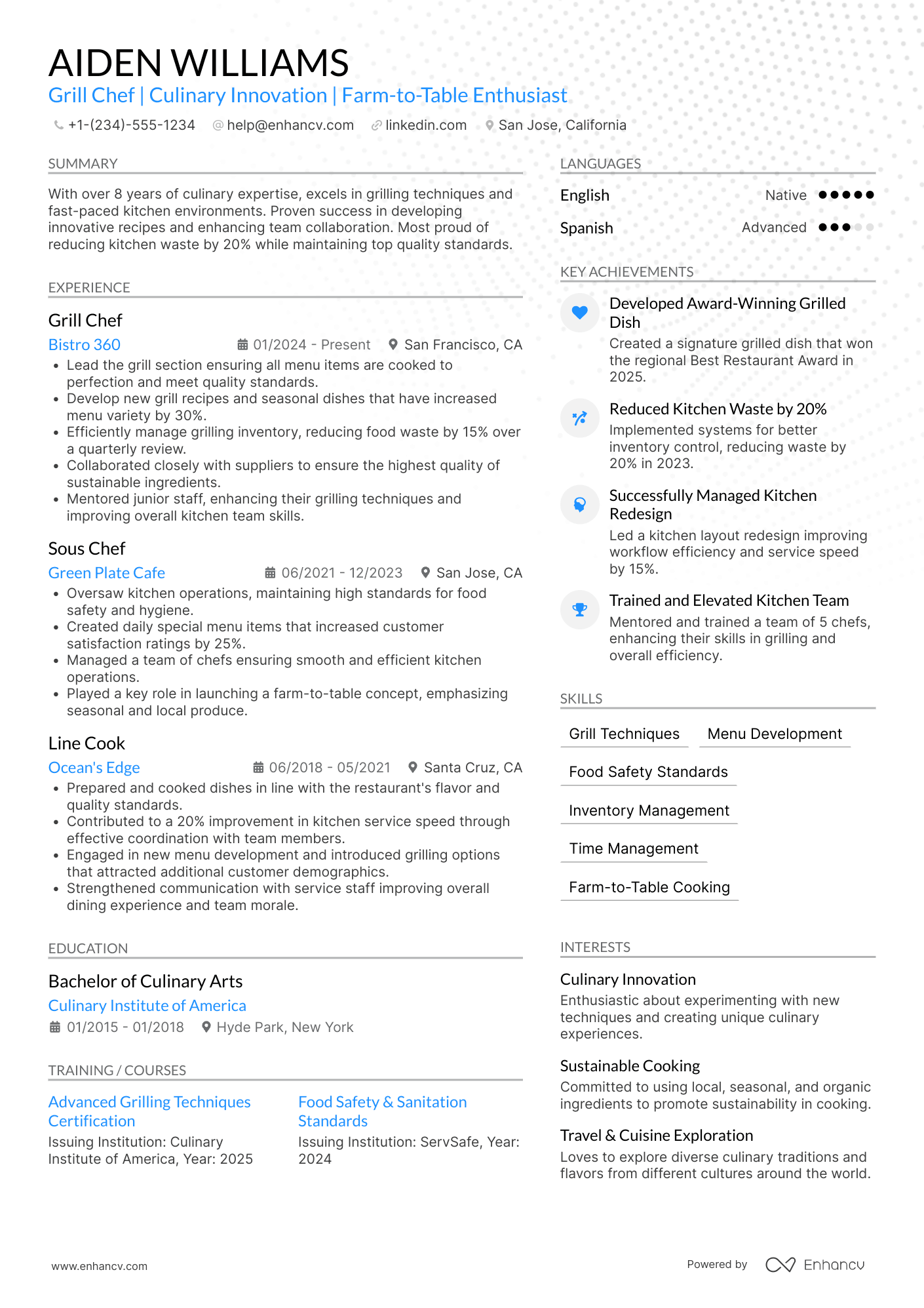 Grill Chef Resume Example