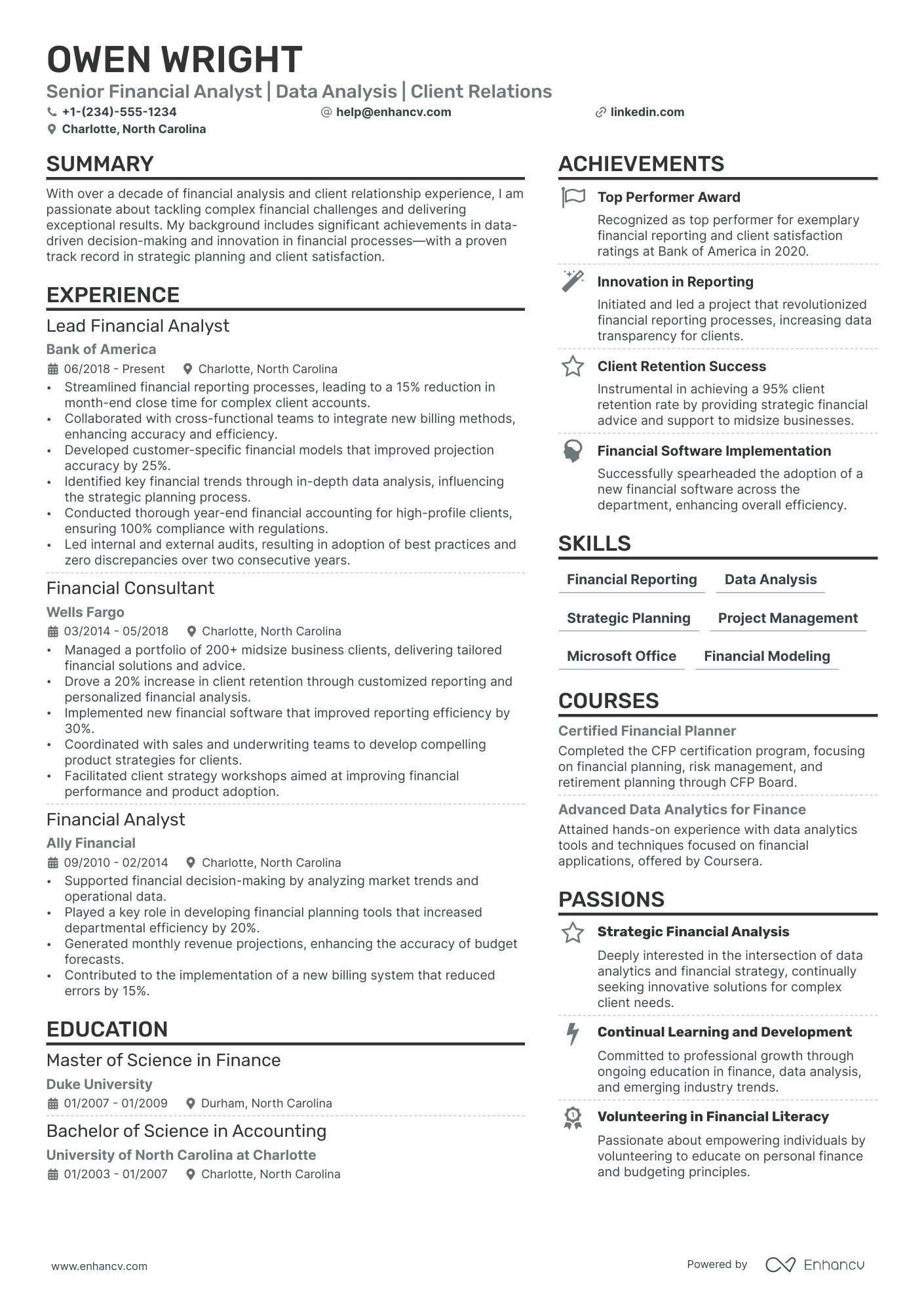 Financial Consultant Resume Example