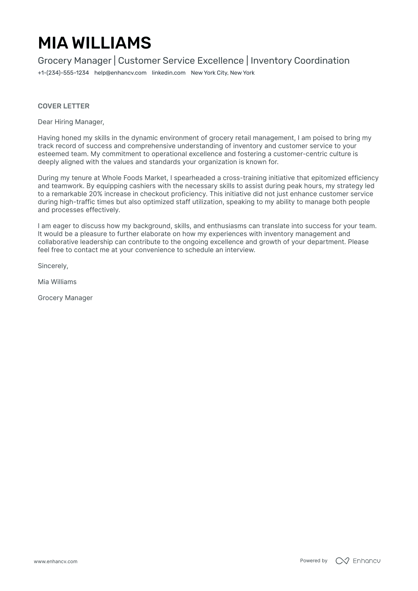 Grocery Manager Resume Example