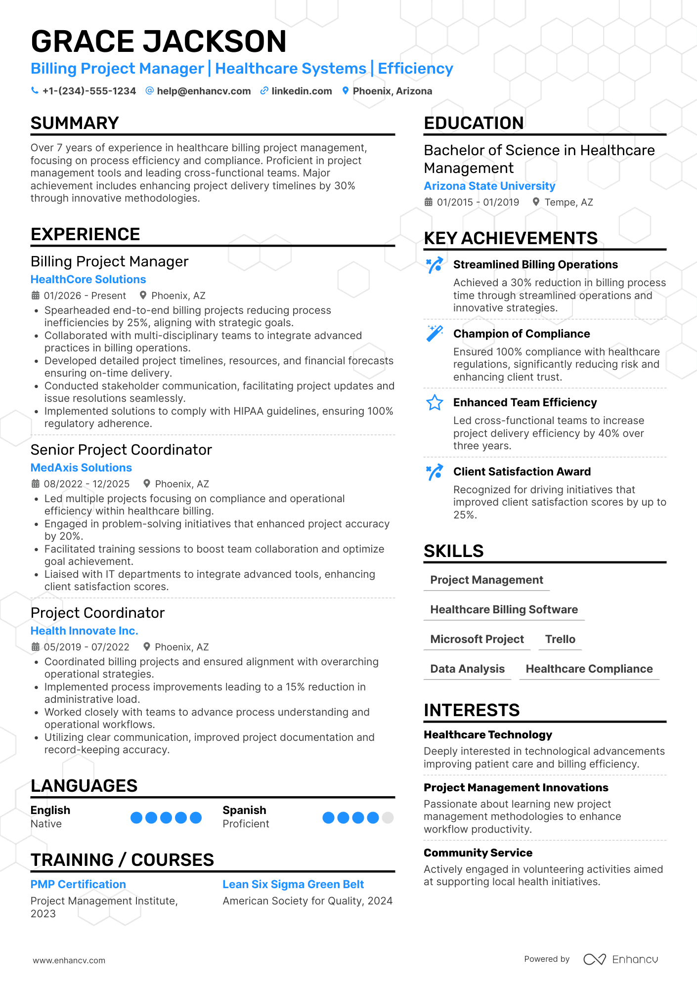 Billing Project Manager Resume Example