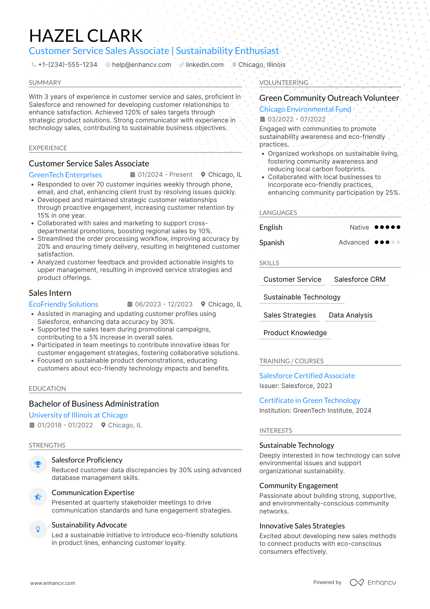 Customer Service Sales Associate Resume Example