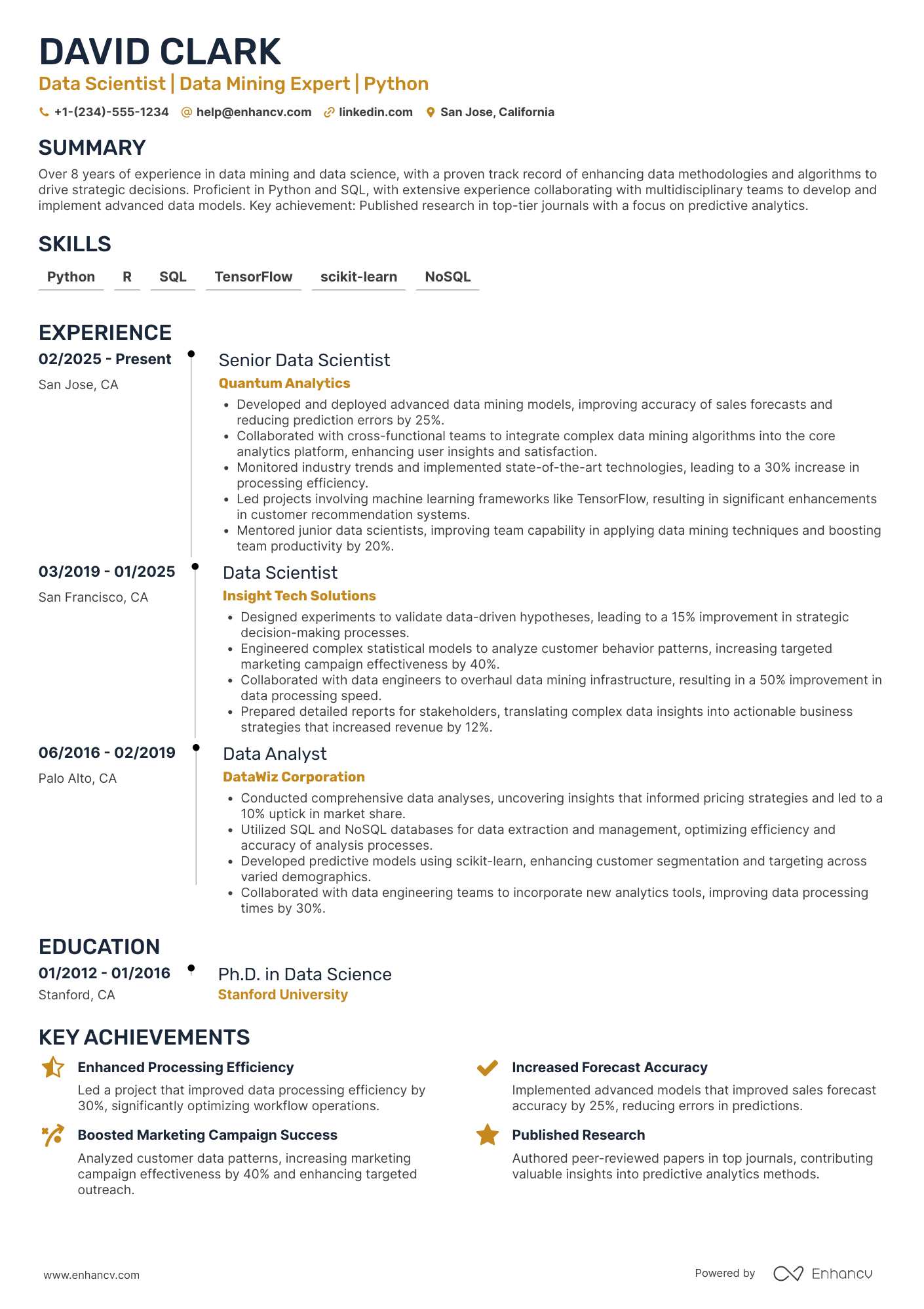 Data Mining Research Scientist Resume Example