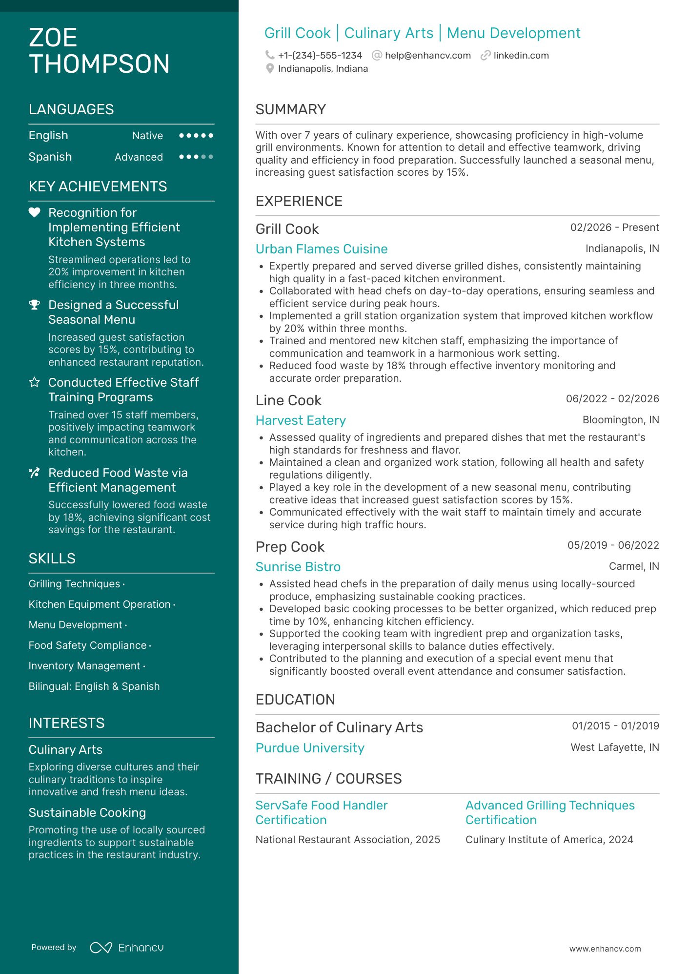 Grill Cook Resume Example